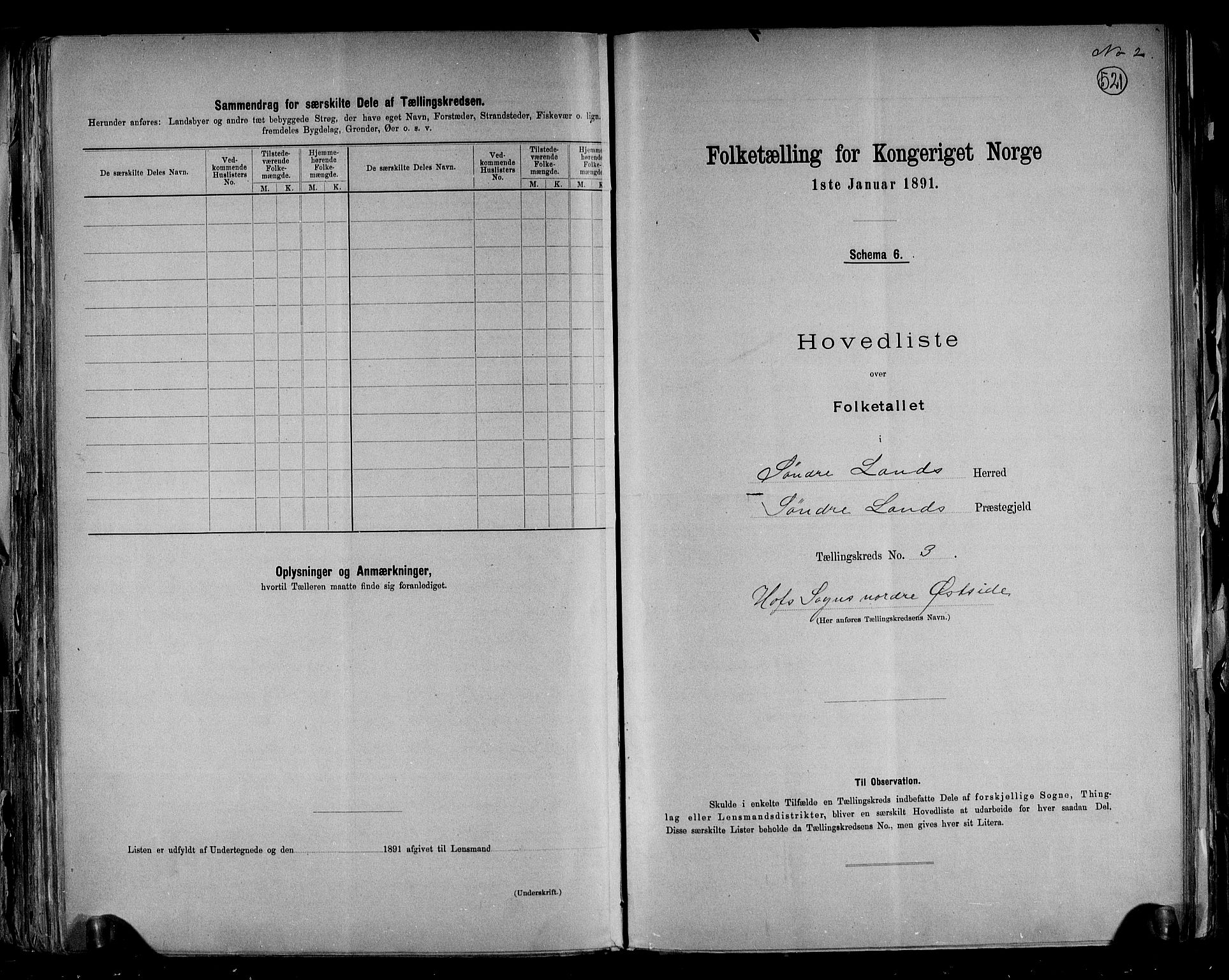 RA, Folketelling 1891 for 0536 Søndre Land herred, 1891, s. 12