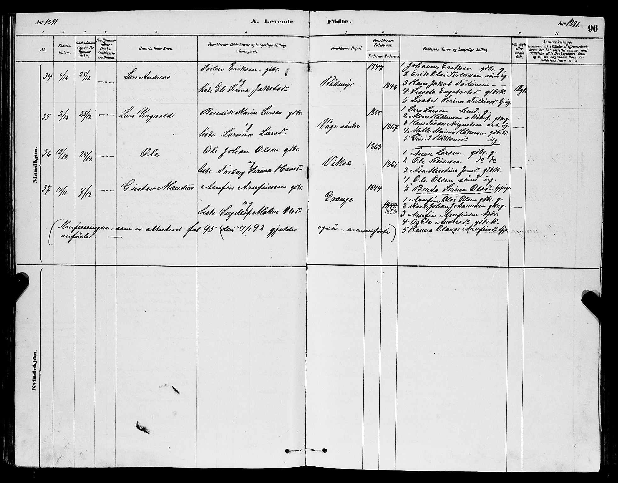 Sveio Sokneprestembete, AV/SAB-A-78501/H/Hab: Klokkerbok nr. A 3, 1878-1896, s. 96