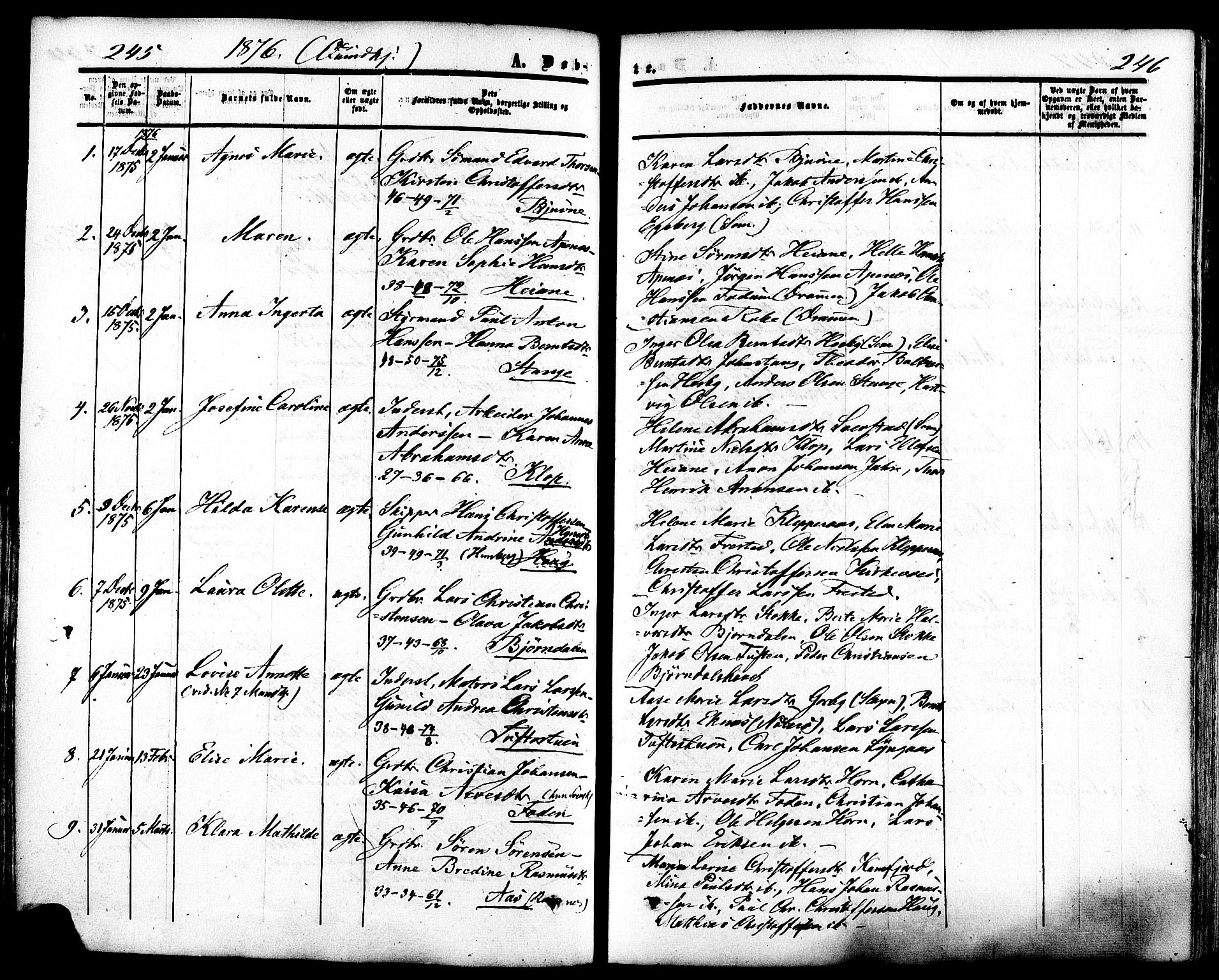 Ramnes kirkebøker, AV/SAKO-A-314/F/Fa/L0006: Ministerialbok nr. I 6, 1862-1877, s. 245-246