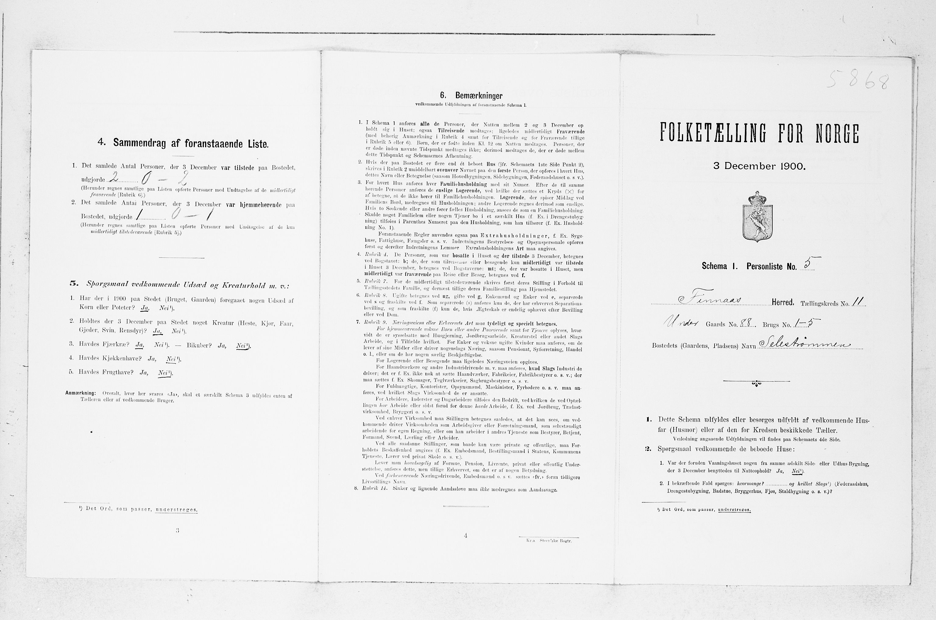 SAB, Folketelling 1900 for 1218 Finnås herred, 1900, s. 1195