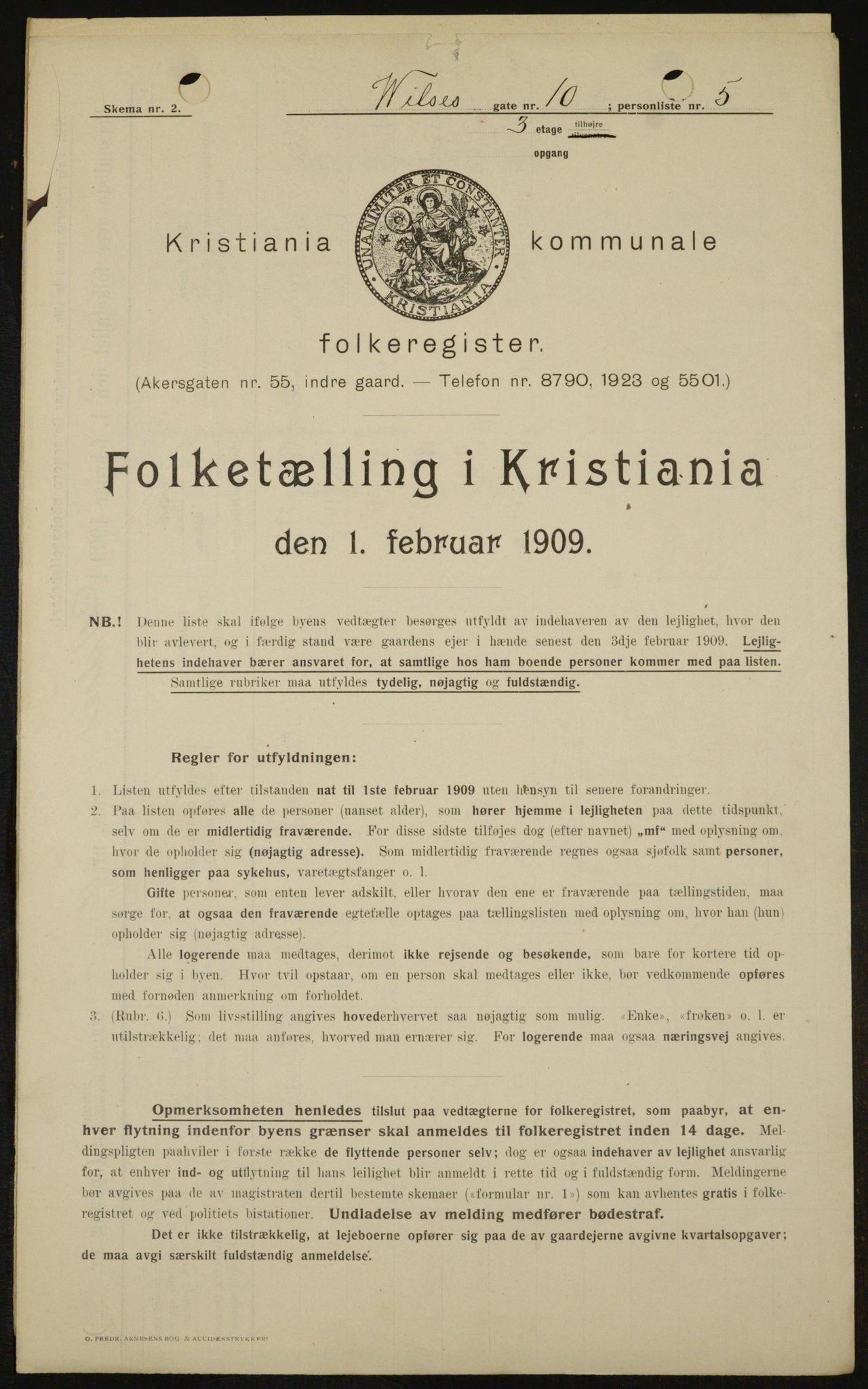 OBA, Kommunal folketelling 1.2.1909 for Kristiania kjøpstad, 1909, s. 116661