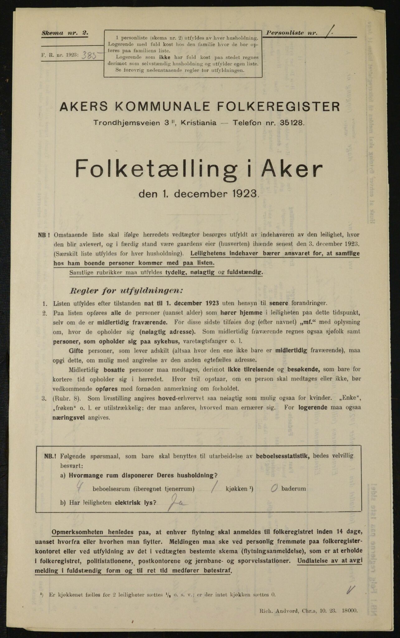 , Kommunal folketelling 1.12.1923 for Aker, 1923, s. 9654