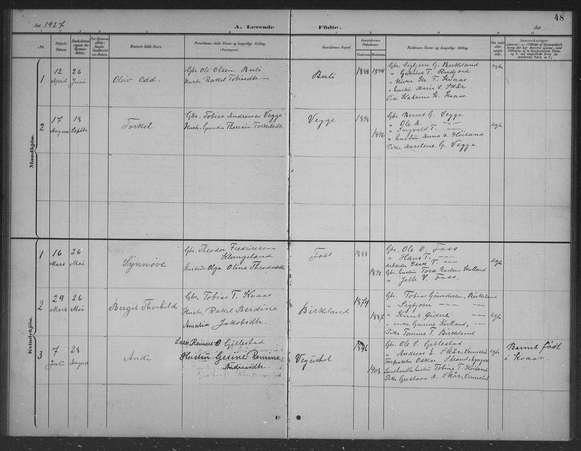 Lyngdal sokneprestkontor, AV/SAK-1111-0029/F/Fb/Fbb/L0002: Klokkerbok nr. B 2, 1901-1934, s. 48