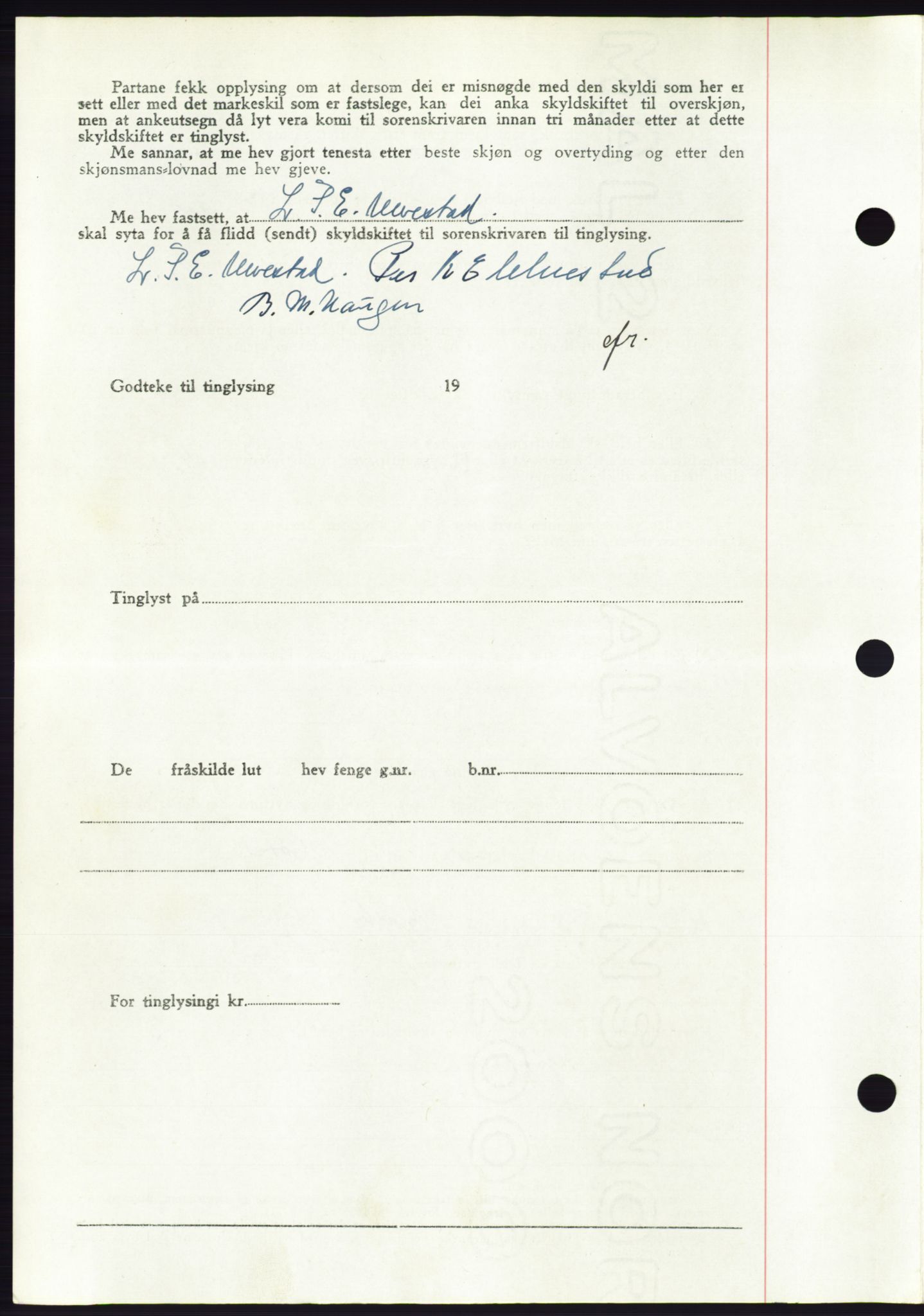 Søre Sunnmøre sorenskriveri, AV/SAT-A-4122/1/2/2C/L0084: Pantebok nr. 10A, 1949-1949, Dagboknr: 287/1949