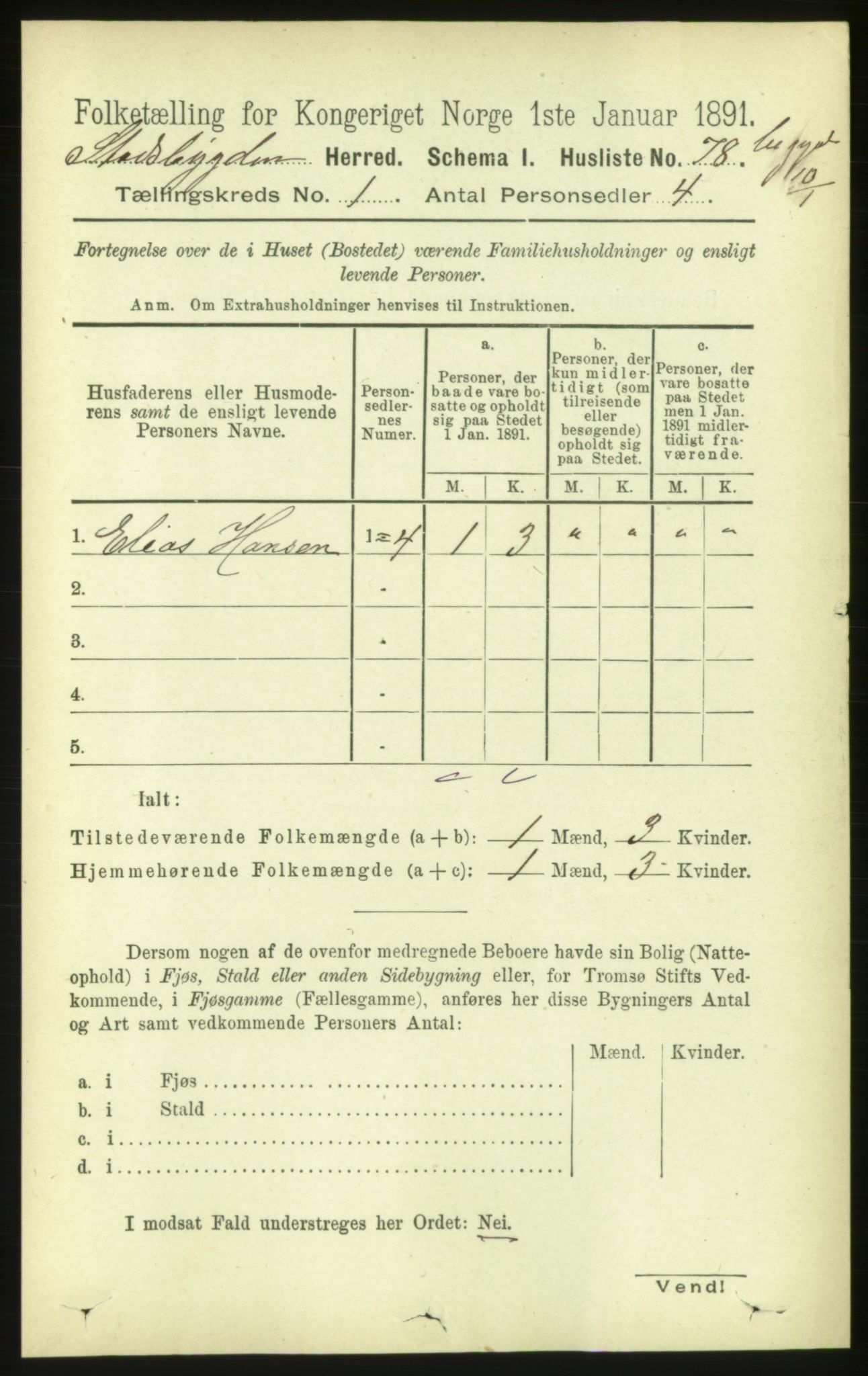 RA, Folketelling 1891 for 1625 Stadsbygd herred, 1891, s. 93