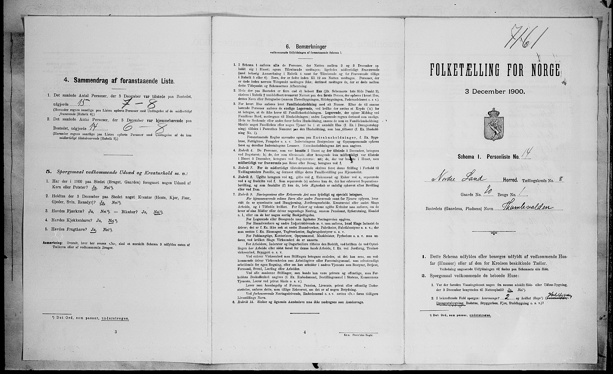SAH, Folketelling 1900 for 0538 Nordre Land herred, 1900, s. 1020