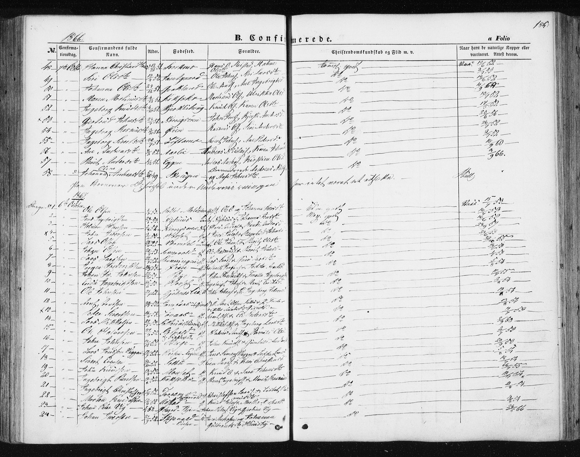 Ministerialprotokoller, klokkerbøker og fødselsregistre - Sør-Trøndelag, AV/SAT-A-1456/668/L0806: Ministerialbok nr. 668A06, 1854-1869, s. 185