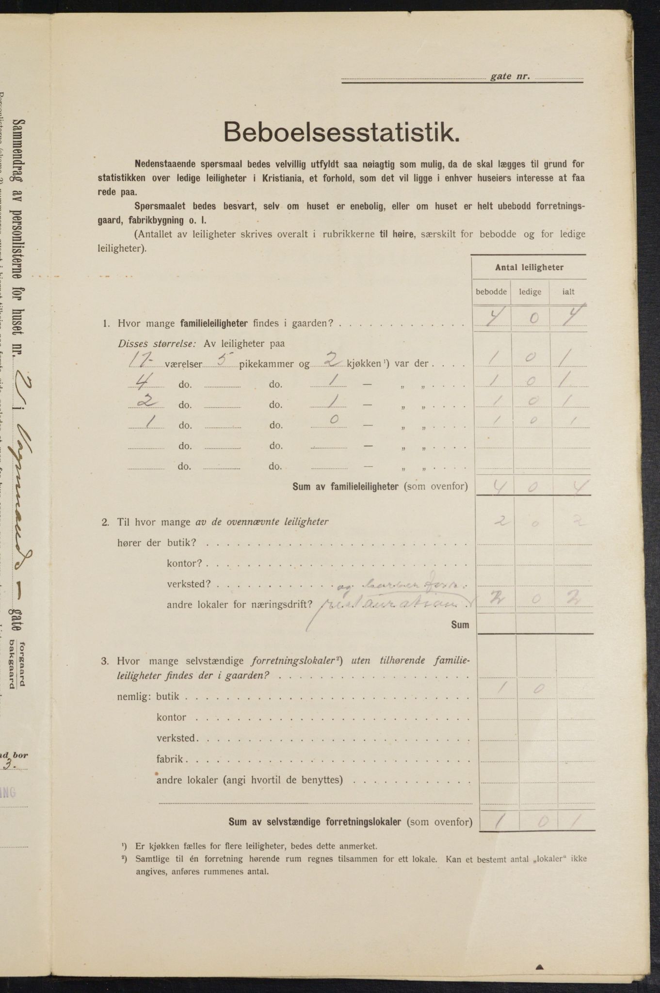 OBA, Kommunal folketelling 1.2.1913 for Kristiania, 1913, s. 124006