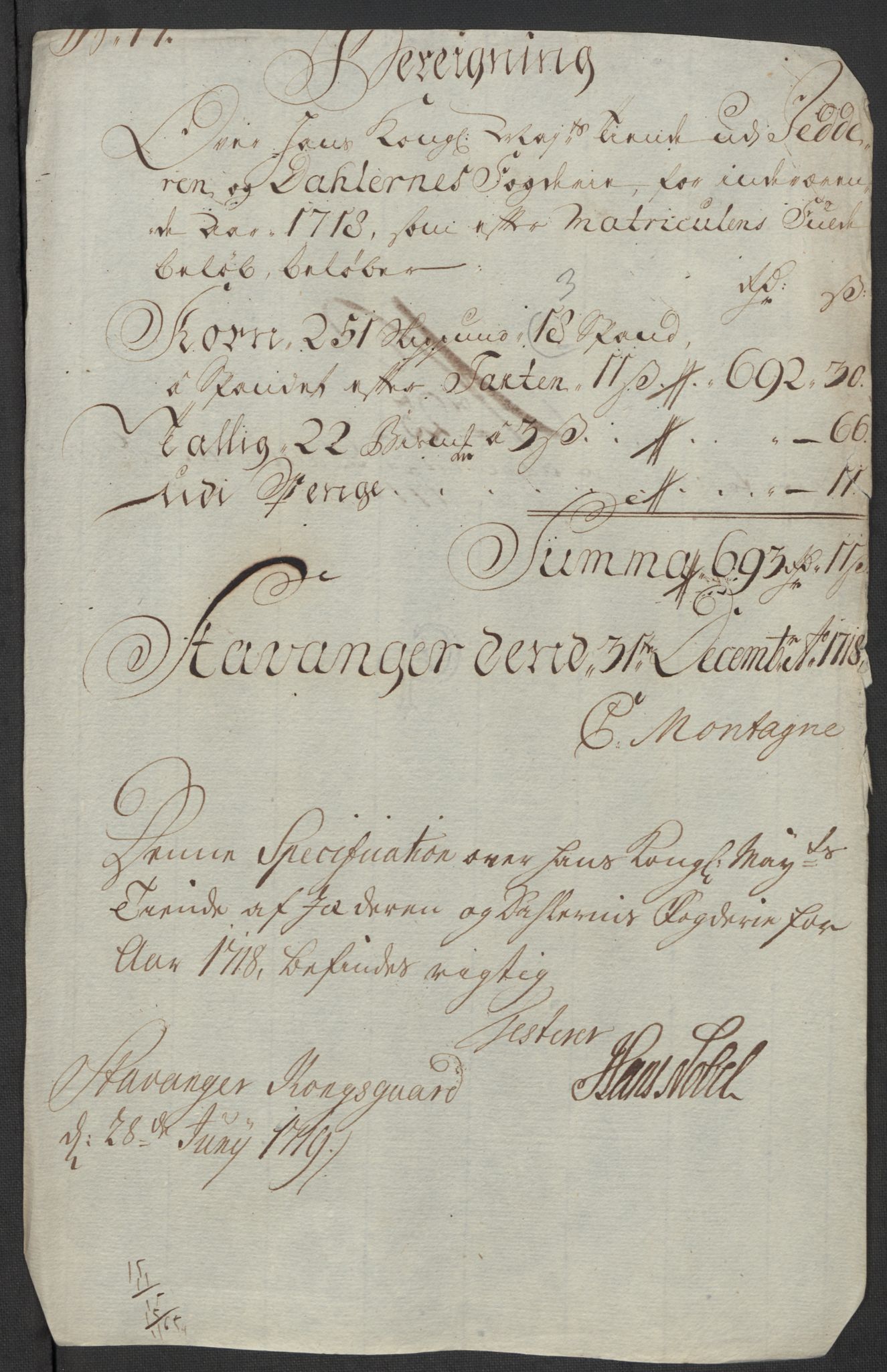 Rentekammeret inntil 1814, Reviderte regnskaper, Fogderegnskap, RA/EA-4092/R46/L2743: Fogderegnskap Jæren og Dalane, 1718, s. 114
