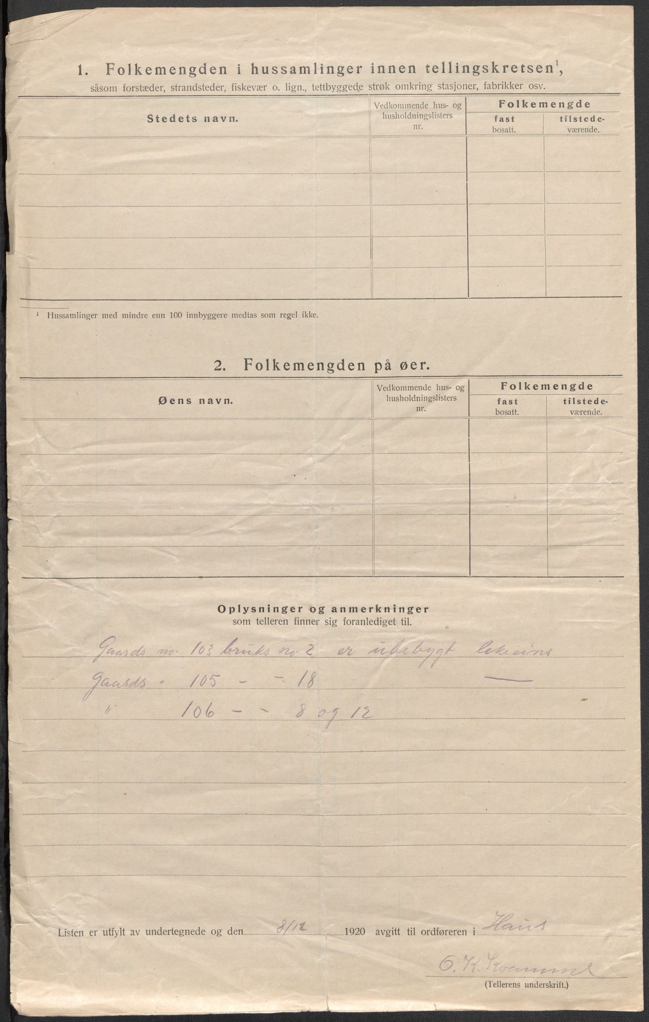 SAB, Folketelling 1920 for 1250 Haus herred, 1920, s. 53