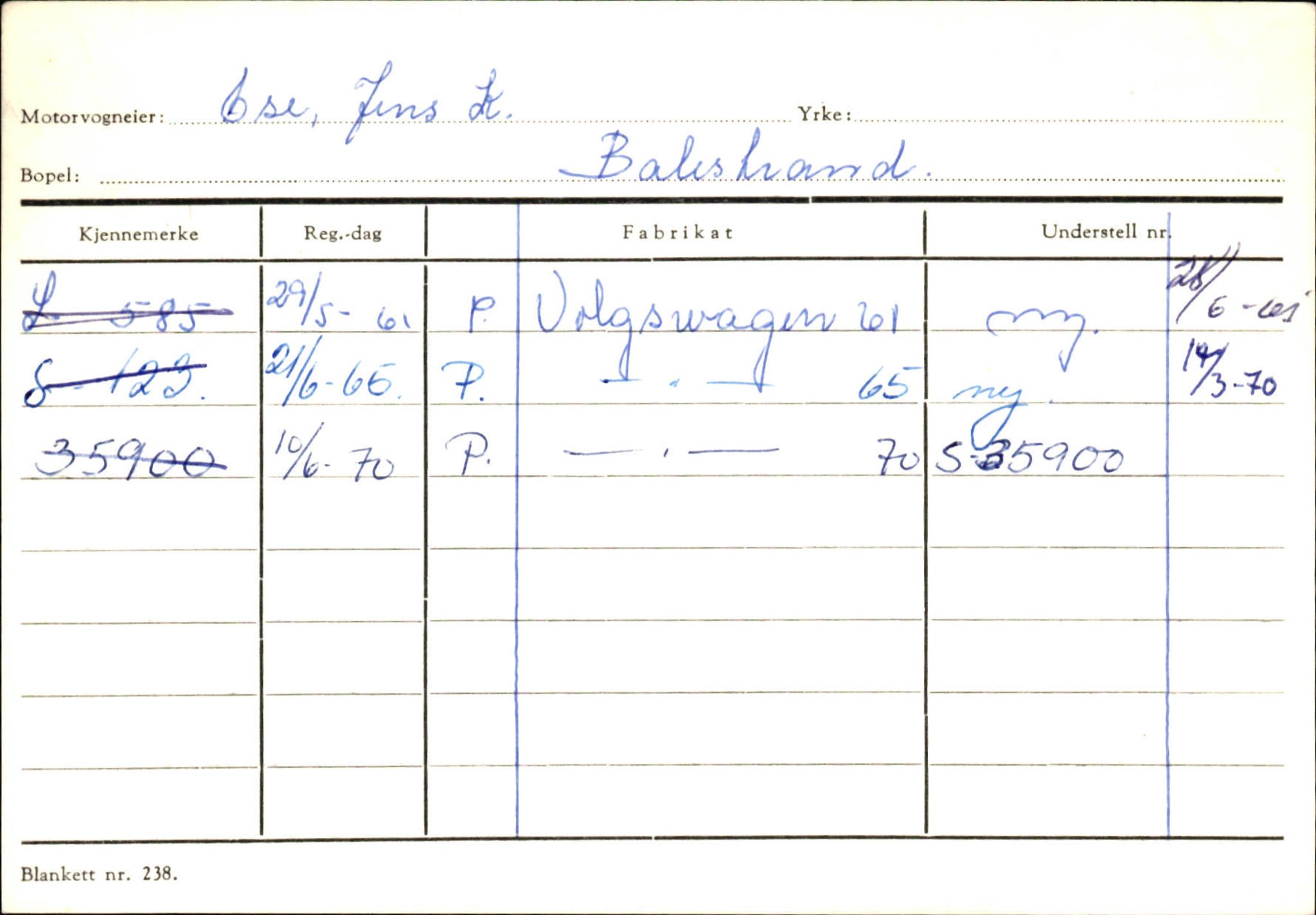 Statens vegvesen, Sogn og Fjordane vegkontor, AV/SAB-A-5301/4/F/L0132: Eigarregister Askvoll A-Å. Balestrand A-Å, 1945-1975, s. 1678