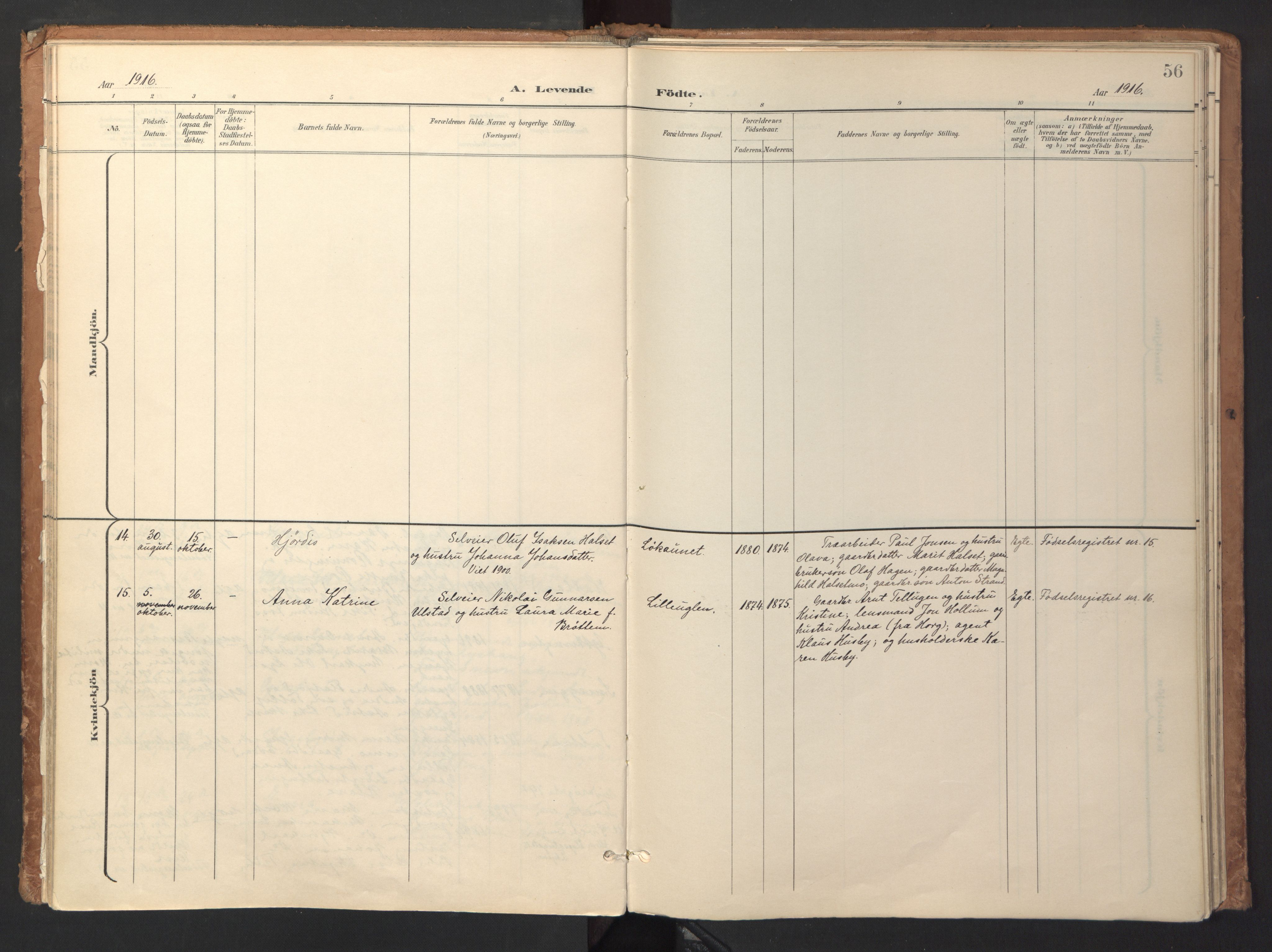 Ministerialprotokoller, klokkerbøker og fødselsregistre - Sør-Trøndelag, AV/SAT-A-1456/618/L0448: Ministerialbok nr. 618A11, 1898-1916, s. 56