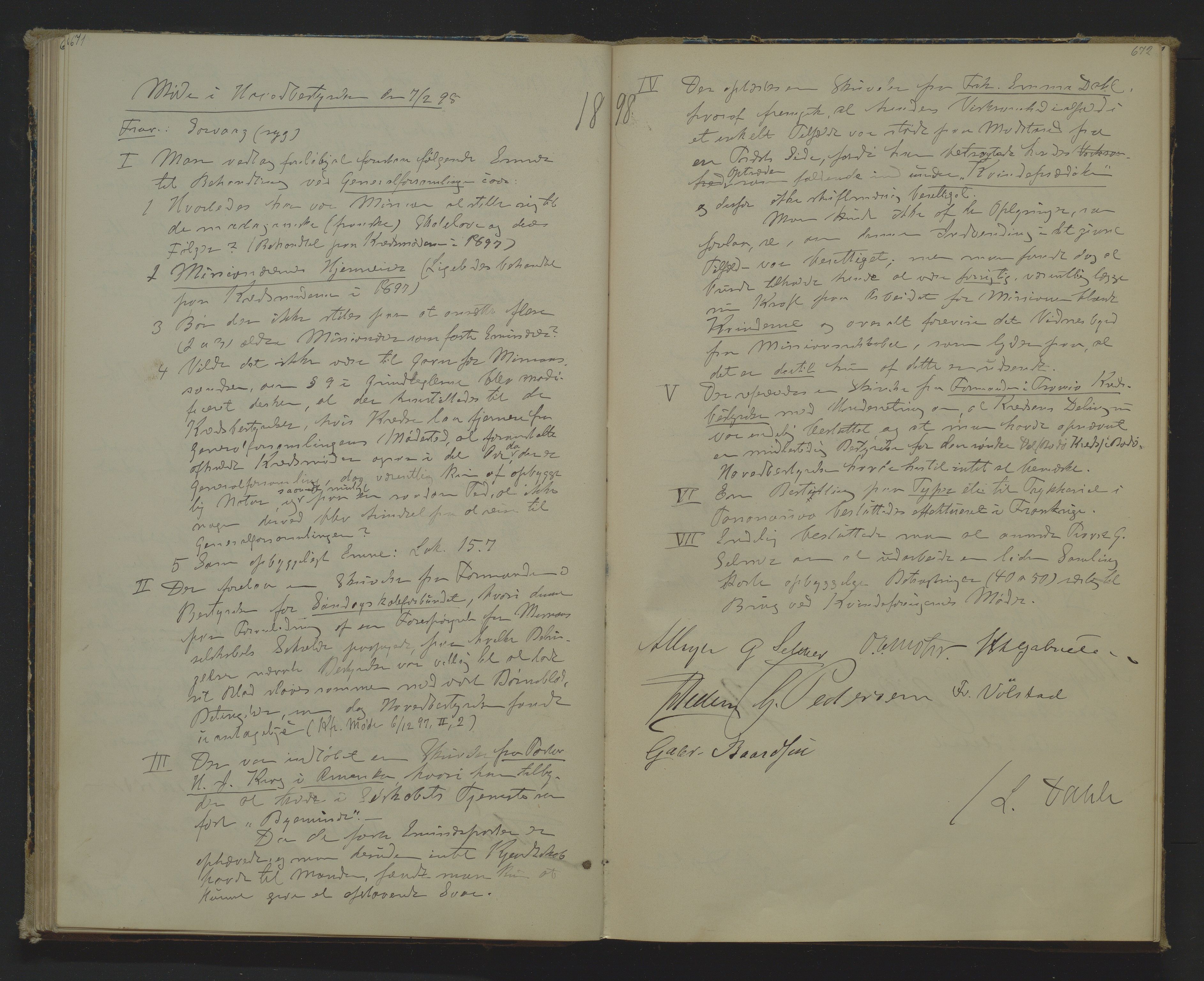 Det Norske Misjonsselskap - hovedadministrasjonen, VID/MA-A-1045/D/Da/Daa/L0014: Styreprotokoll nr. IX, 5. mai 1896 - 19. mars 1900, 1896-1900, s. 671-672