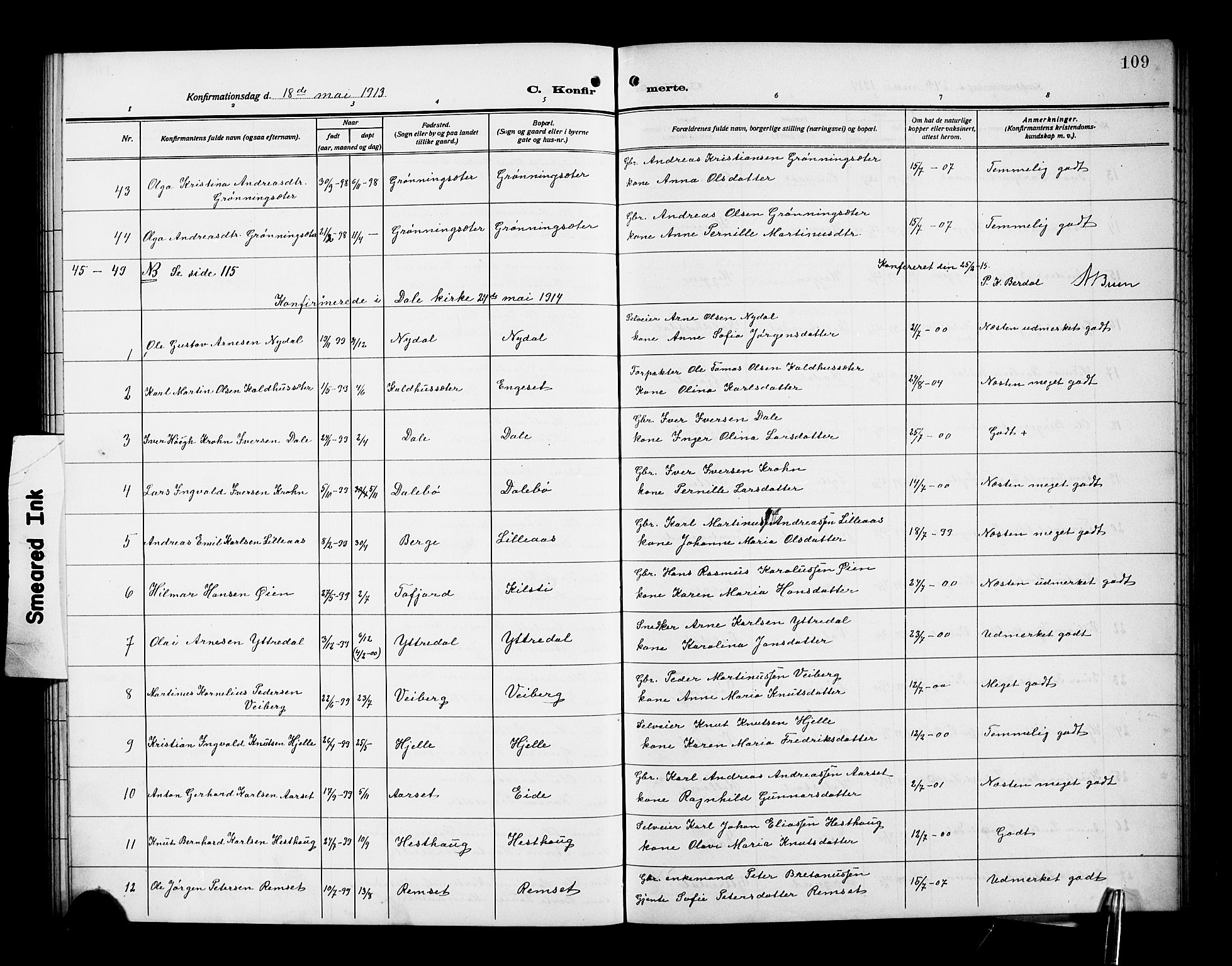 Ministerialprotokoller, klokkerbøker og fødselsregistre - Møre og Romsdal, AV/SAT-A-1454/519/L0265: Klokkerbok nr. 519C06, 1911-1921, s. 109