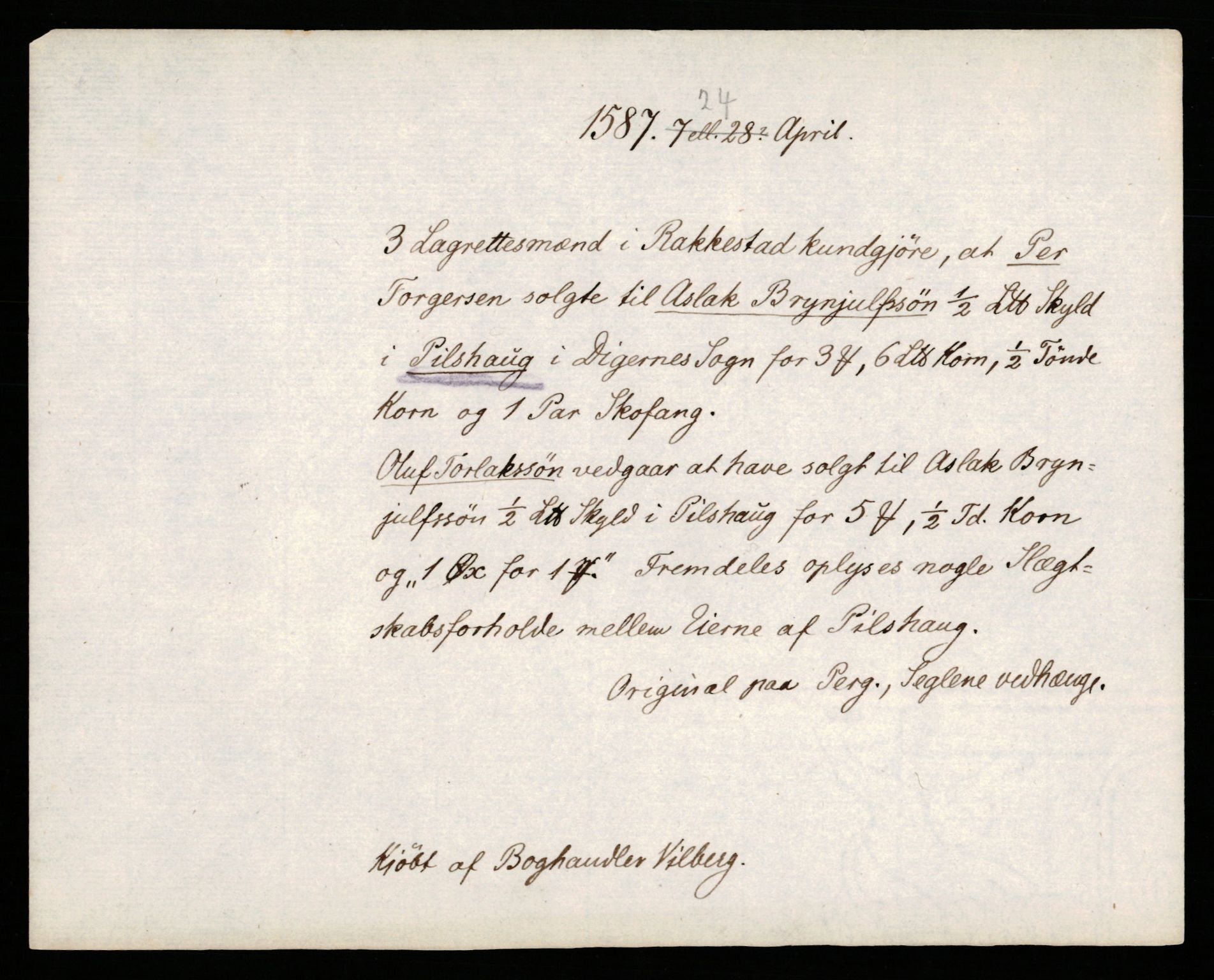 Riksarkivets diplomsamling, AV/RA-EA-5965/F35/F35b/L0003: Riksarkivets diplomer, seddelregister, 1583-1592, s. 207