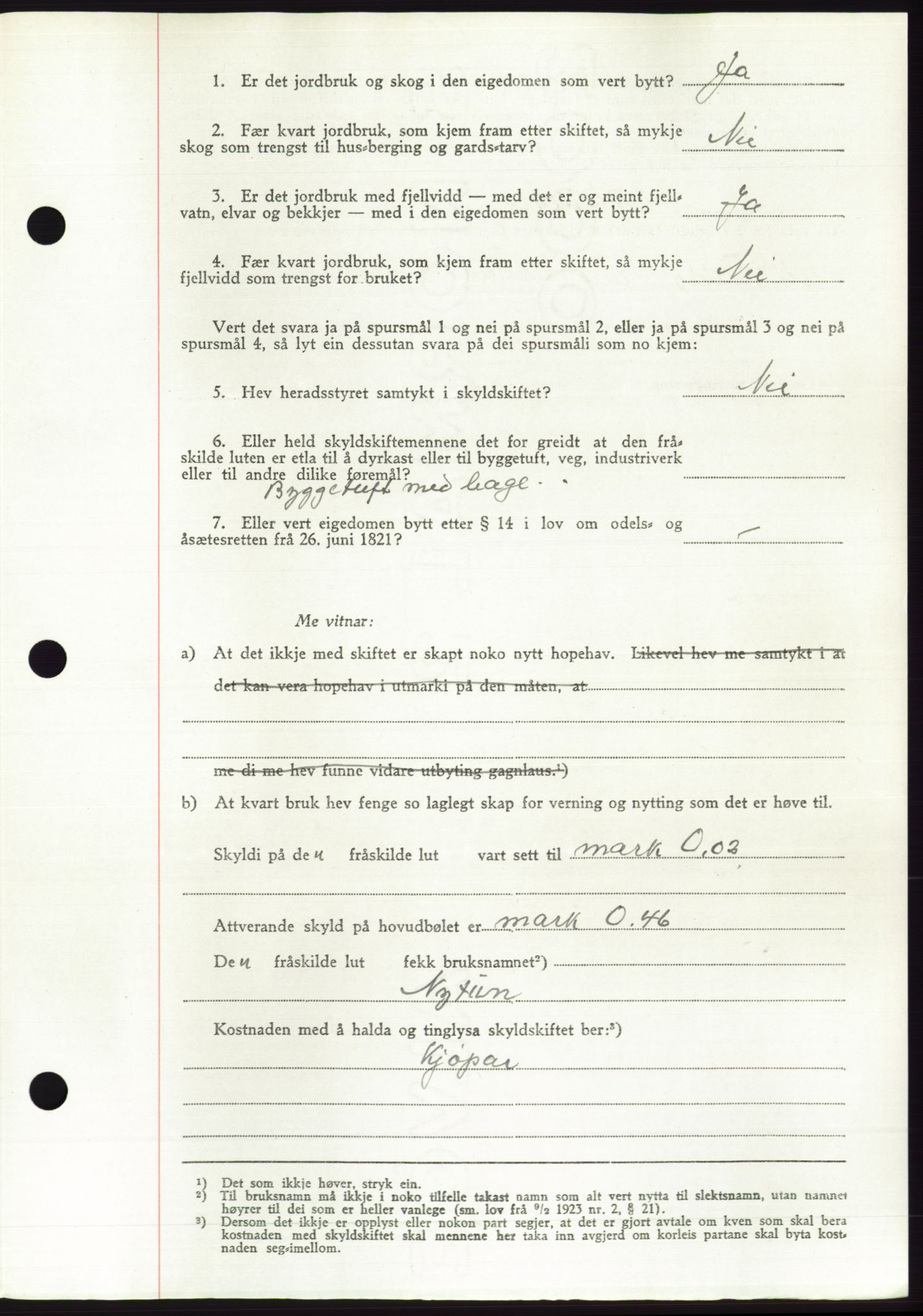 Søre Sunnmøre sorenskriveri, AV/SAT-A-4122/1/2/2C/L0085: Pantebok nr. 11A, 1949-1949, Dagboknr: 2142/1949