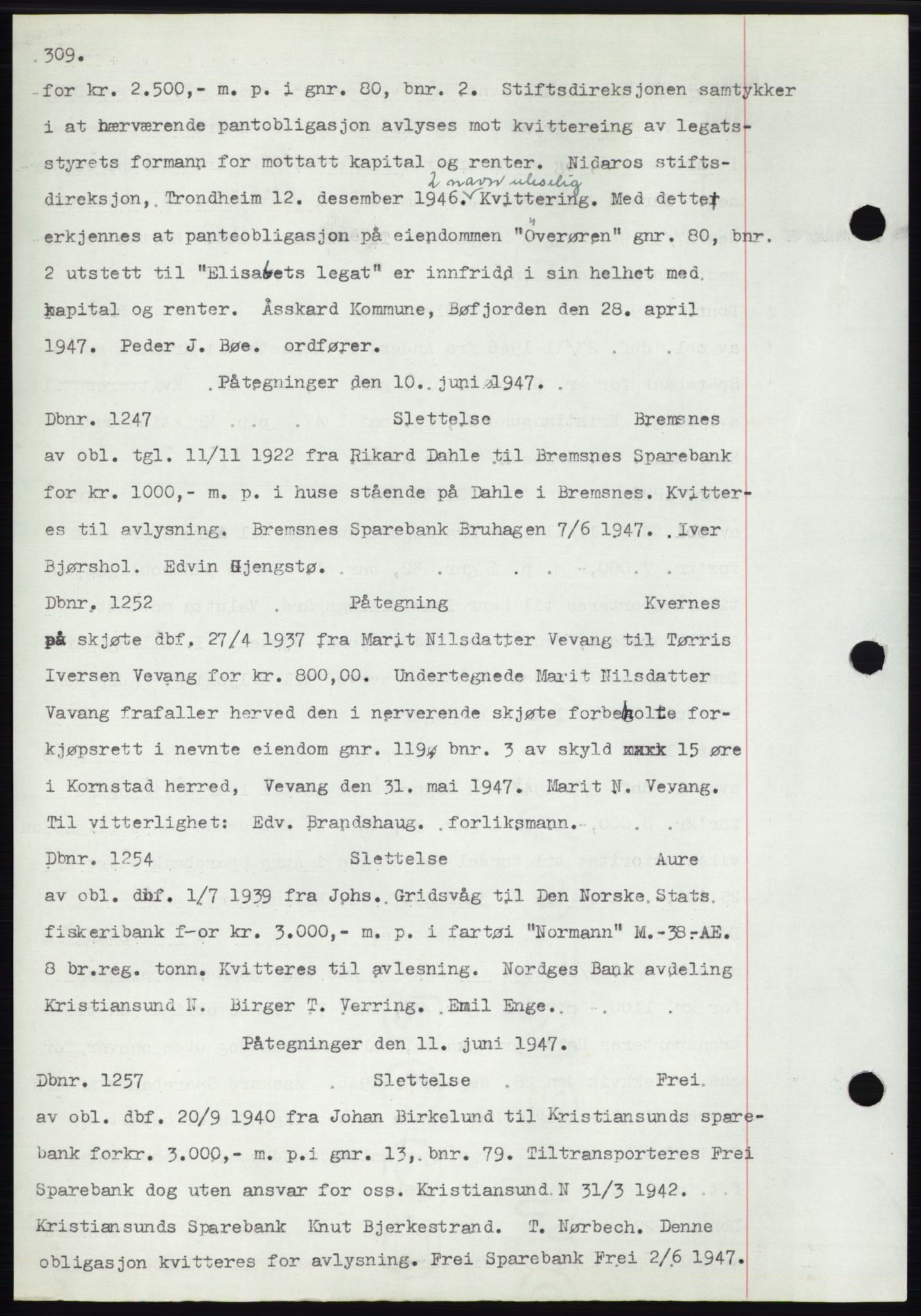 Nordmøre sorenskriveri, SAT/A-4132/1/2/2Ca: Pantebok nr. C82b, 1946-1951, Dagboknr: 1247/1947