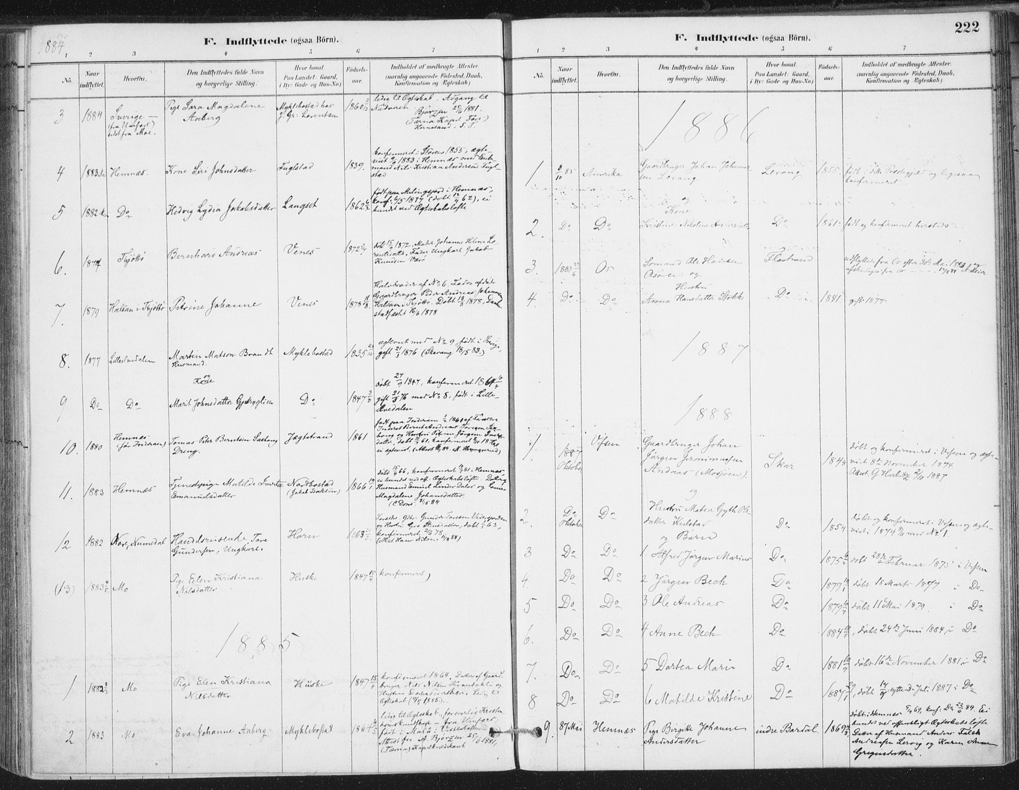 Ministerialprotokoller, klokkerbøker og fødselsregistre - Nordland, SAT/A-1459/838/L0553: Ministerialbok nr. 838A11, 1880-1910, s. 222