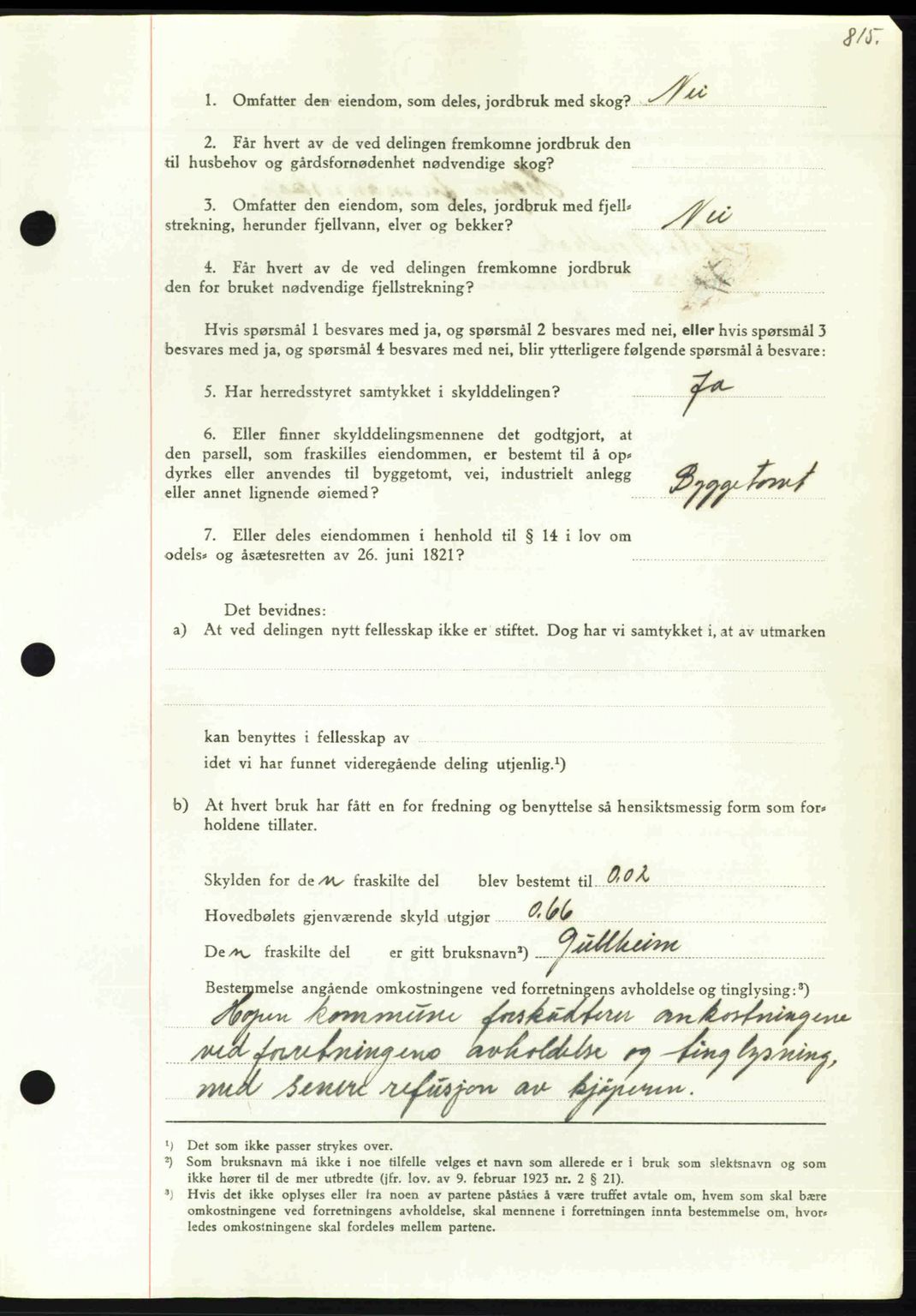 Nordmøre sorenskriveri, AV/SAT-A-4132/1/2/2Ca: Pantebok nr. A104, 1947-1947, Dagboknr: 1031/1947