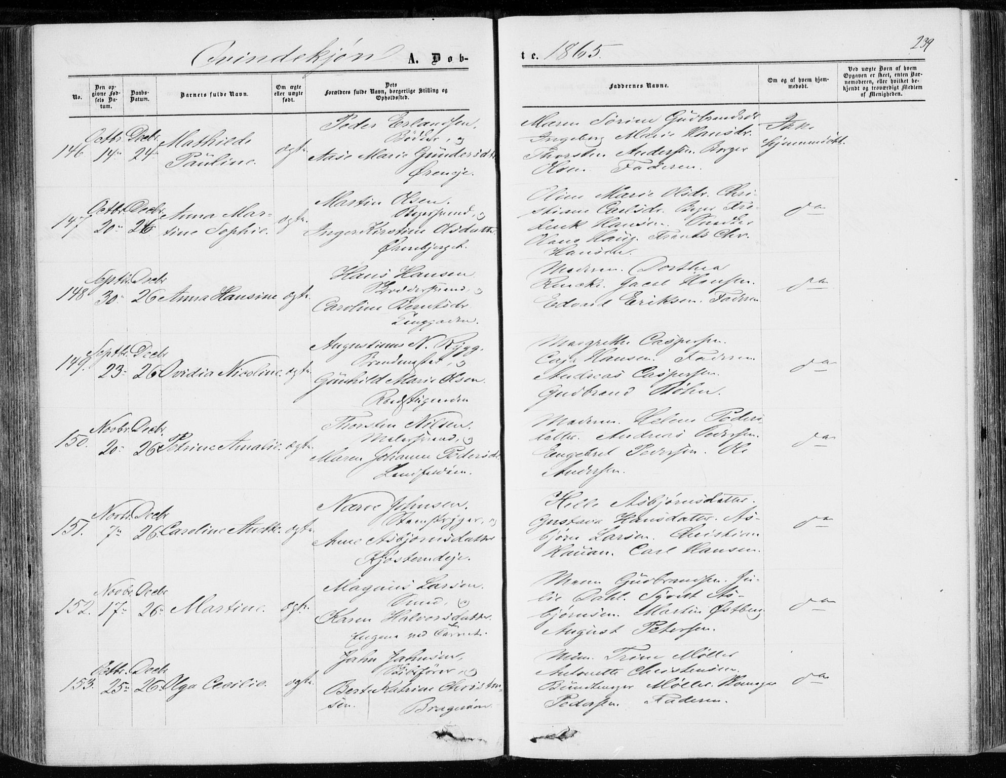 Bragernes kirkebøker, AV/SAKO-A-6/F/Fb/L0003: Ministerialbok nr. II 3, 1860-1868, s. 239