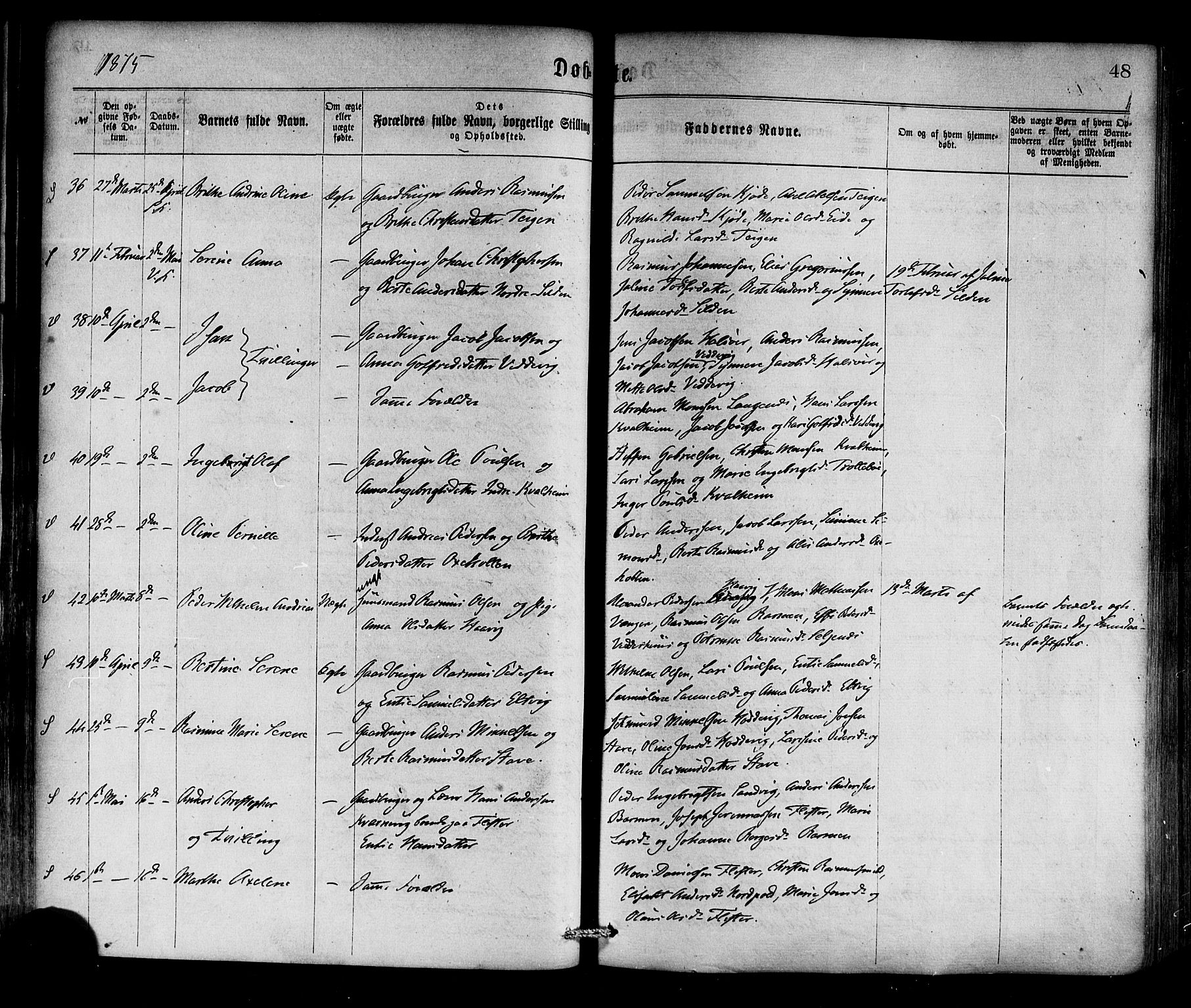 Selje sokneprestembete, AV/SAB-A-99938/H/Ha/Haa/Haaa: Ministerialbok nr. A 12, 1870-1880, s. 48
