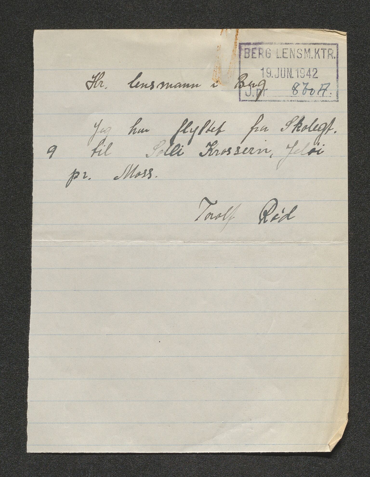 Berg lensmannskontor, AV/SAO-A-10263/I/Ia/L0009: Flytteprotokoll, 1937-1943
