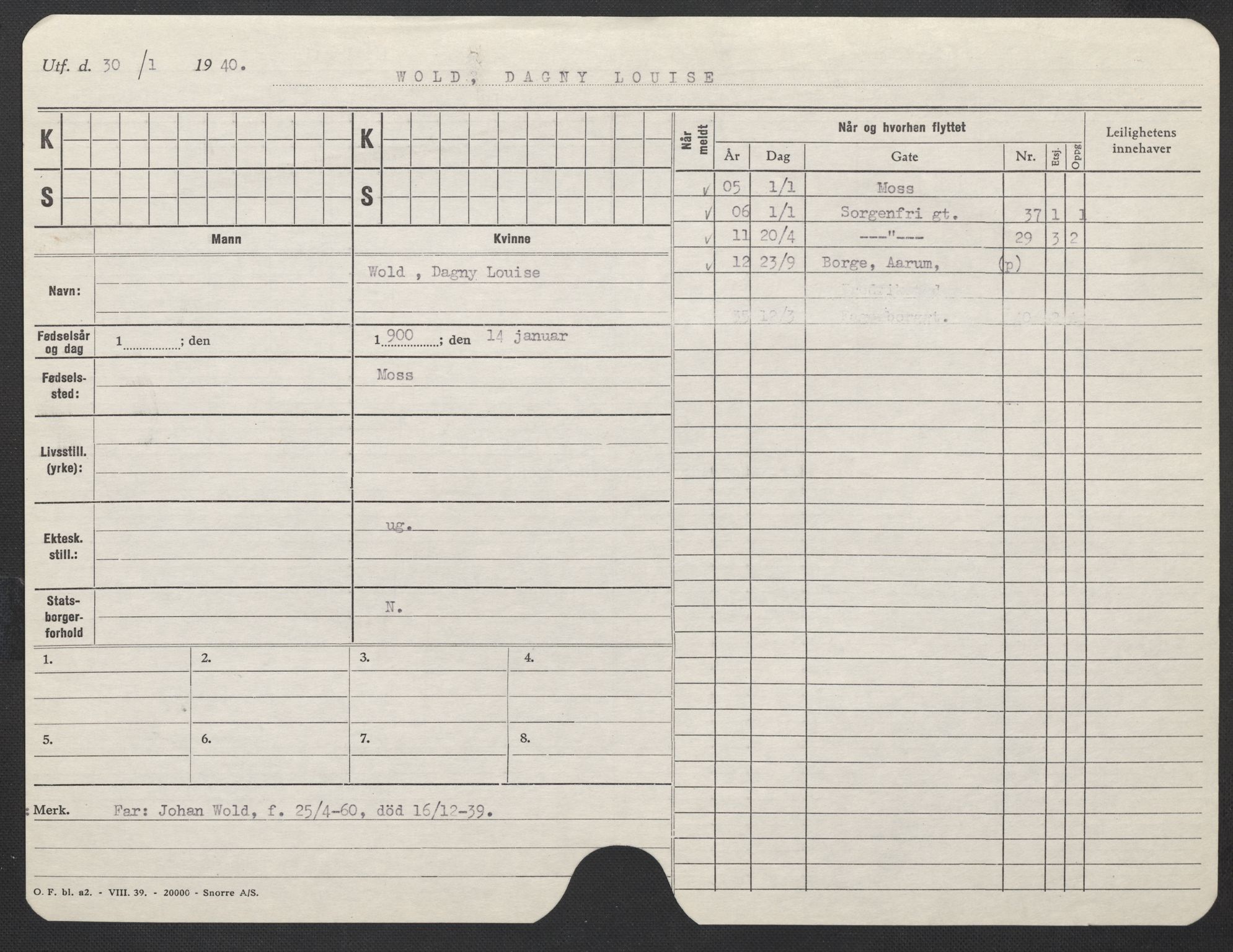 Oslo folkeregister, Registerkort, AV/SAO-A-11715/F/Fa/Fac/L0025: Kvinner, 1906-1914, s. 902a