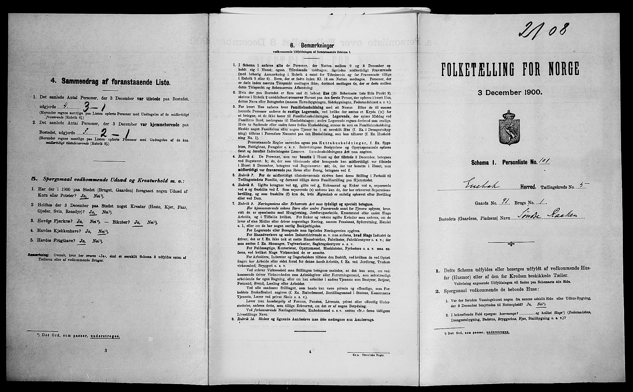 SAO, Folketelling 1900 for 0229 Enebakk herred, 1900