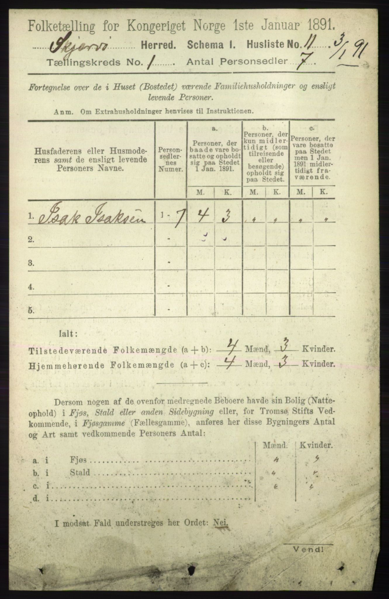 RA, Folketelling 1891 for 1941 Skjervøy herred, 1891, s. 29