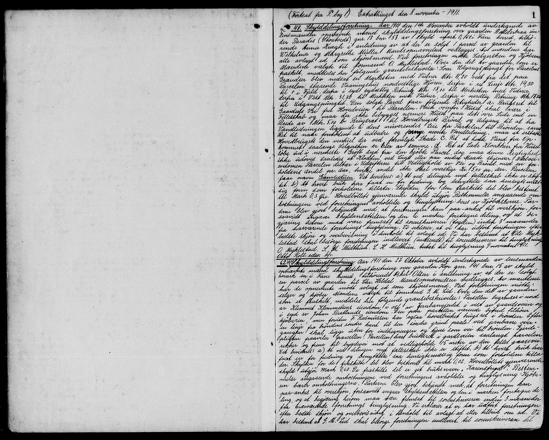 Midhordland sorenskriveri, SAB/A-3001/1/G/Gb/Gbd/L0002: Pantebok nr. II.B.d.2, 1911-1914, s. 1