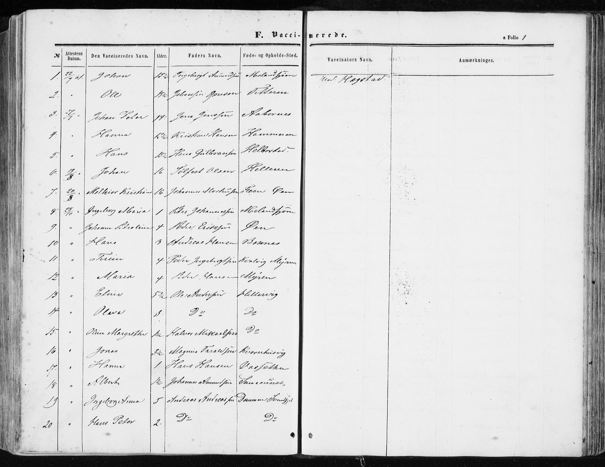 Ministerialprotokoller, klokkerbøker og fødselsregistre - Sør-Trøndelag, AV/SAT-A-1456/634/L0531: Ministerialbok nr. 634A07, 1861-1870, s. 1