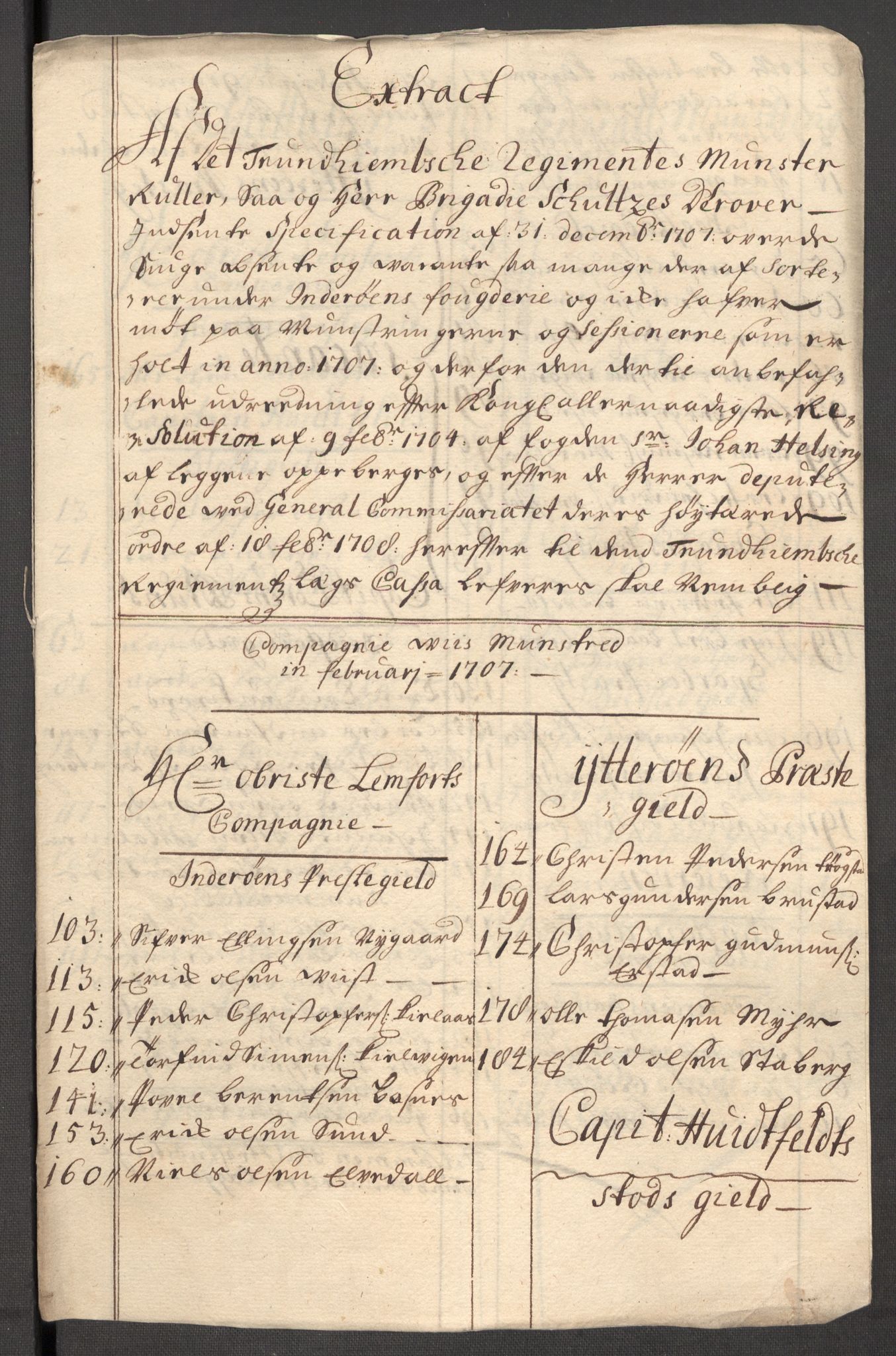 Rentekammeret inntil 1814, Reviderte regnskaper, Fogderegnskap, RA/EA-4092/R63/L4316: Fogderegnskap Inderøy, 1708, s. 185