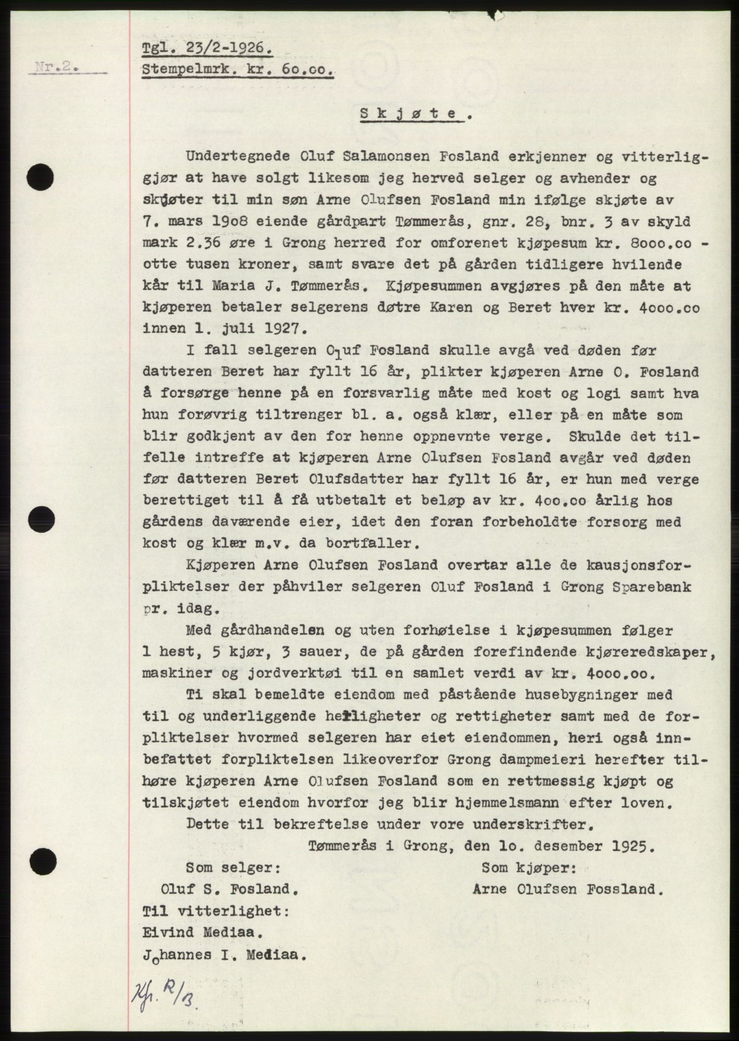 Namdal sorenskriveri, SAT/A-4133/1/2/2C: Pantebok nr. -, 1926-1930, Tingl.dato: 23.02.1926
