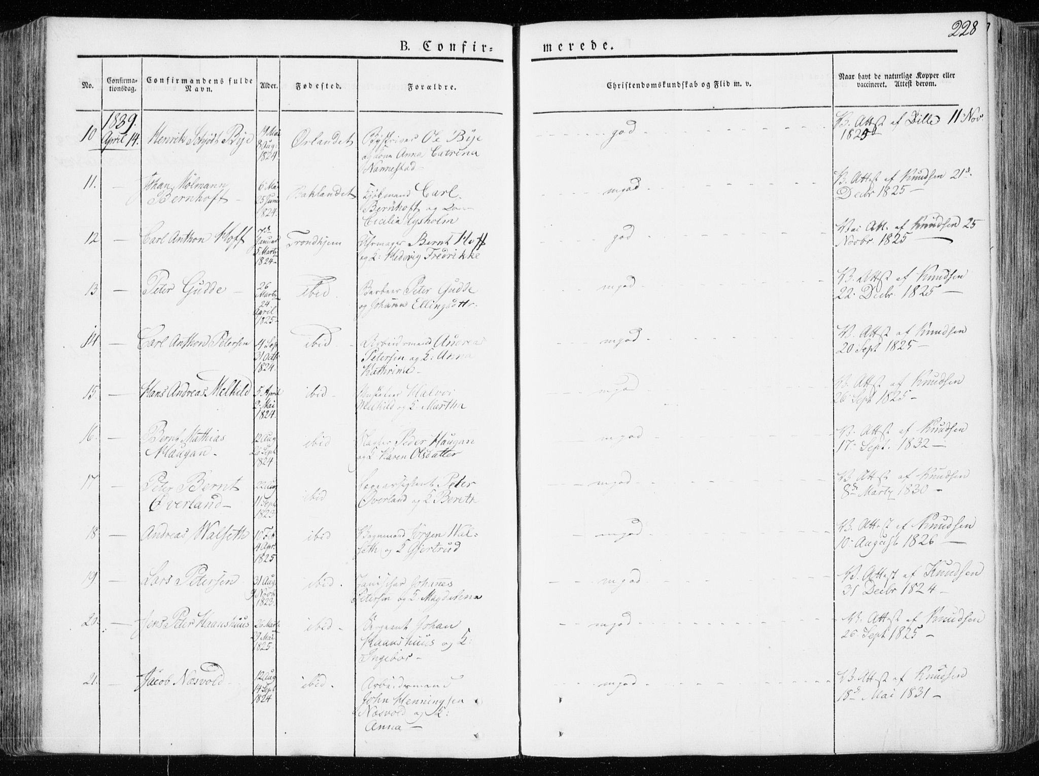 Ministerialprotokoller, klokkerbøker og fødselsregistre - Sør-Trøndelag, SAT/A-1456/601/L0047: Ministerialbok nr. 601A15, 1831-1839, s. 228