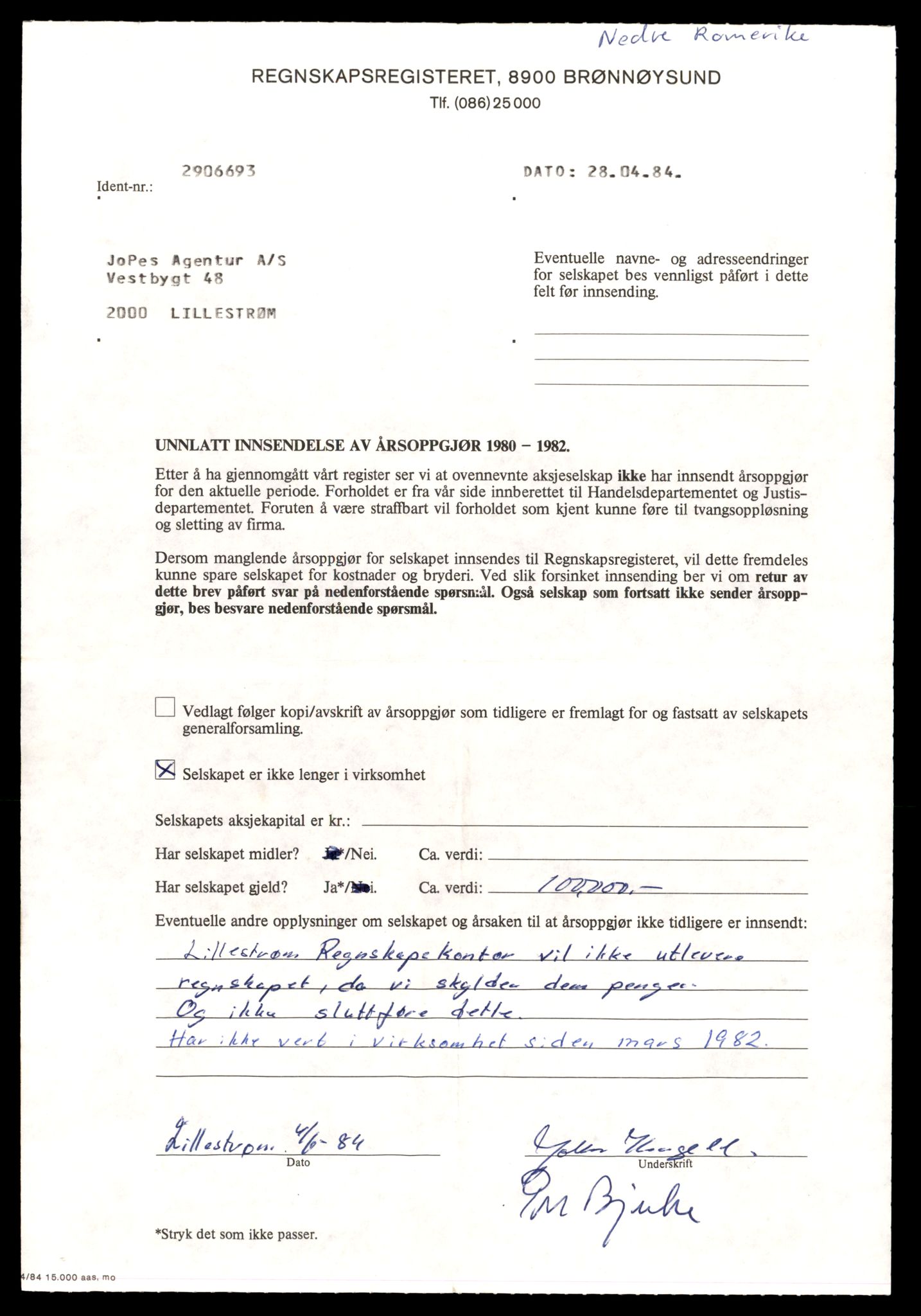Nedre Romerike sorenskriveri, SAT/A-10469/K/Ke/Kea/L0011: Enkeltmannsforetak, aksjeselskap og andelslag, Jop - Kon, 1944-1989