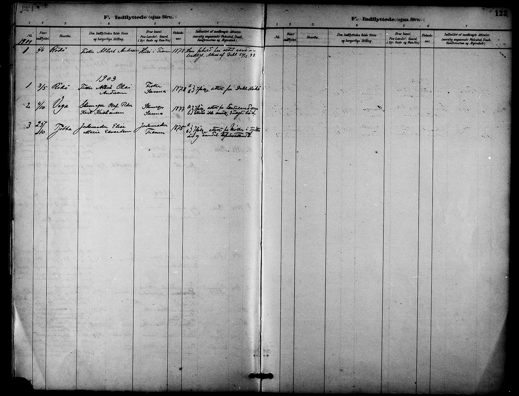 Ministerialprotokoller, klokkerbøker og fødselsregistre - Nordland, SAT/A-1459/840/L0580: Ministerialbok nr. 840A02, 1887-1909, s. 123