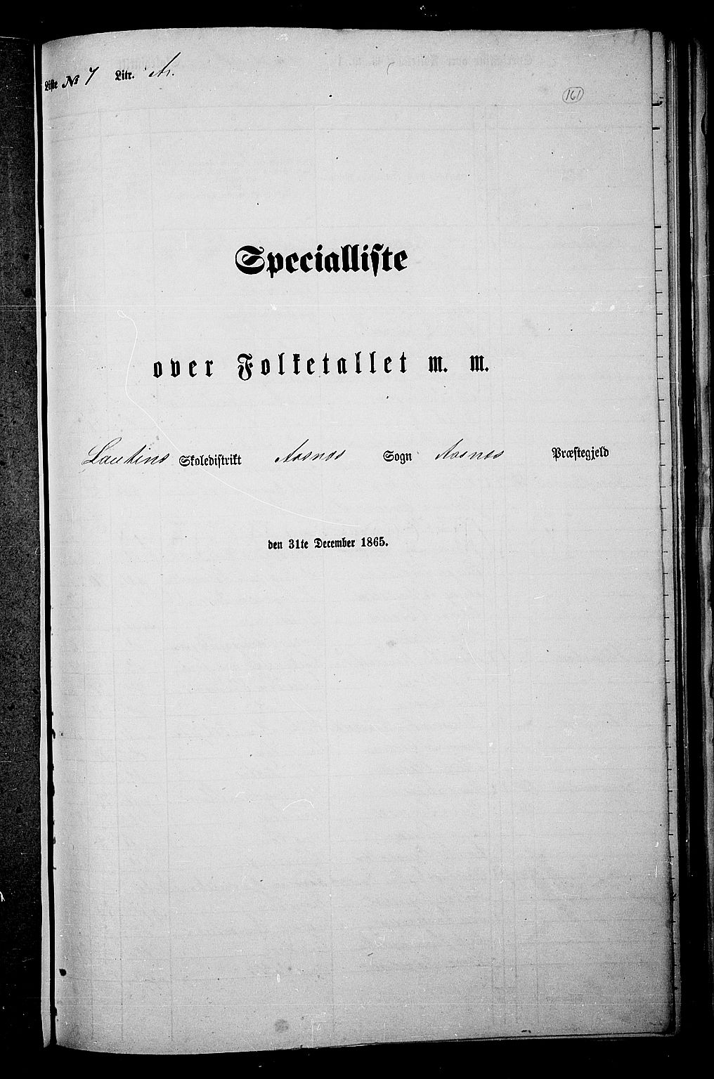 RA, Folketelling 1865 for 0425P Åsnes prestegjeld, 1865, s. 149