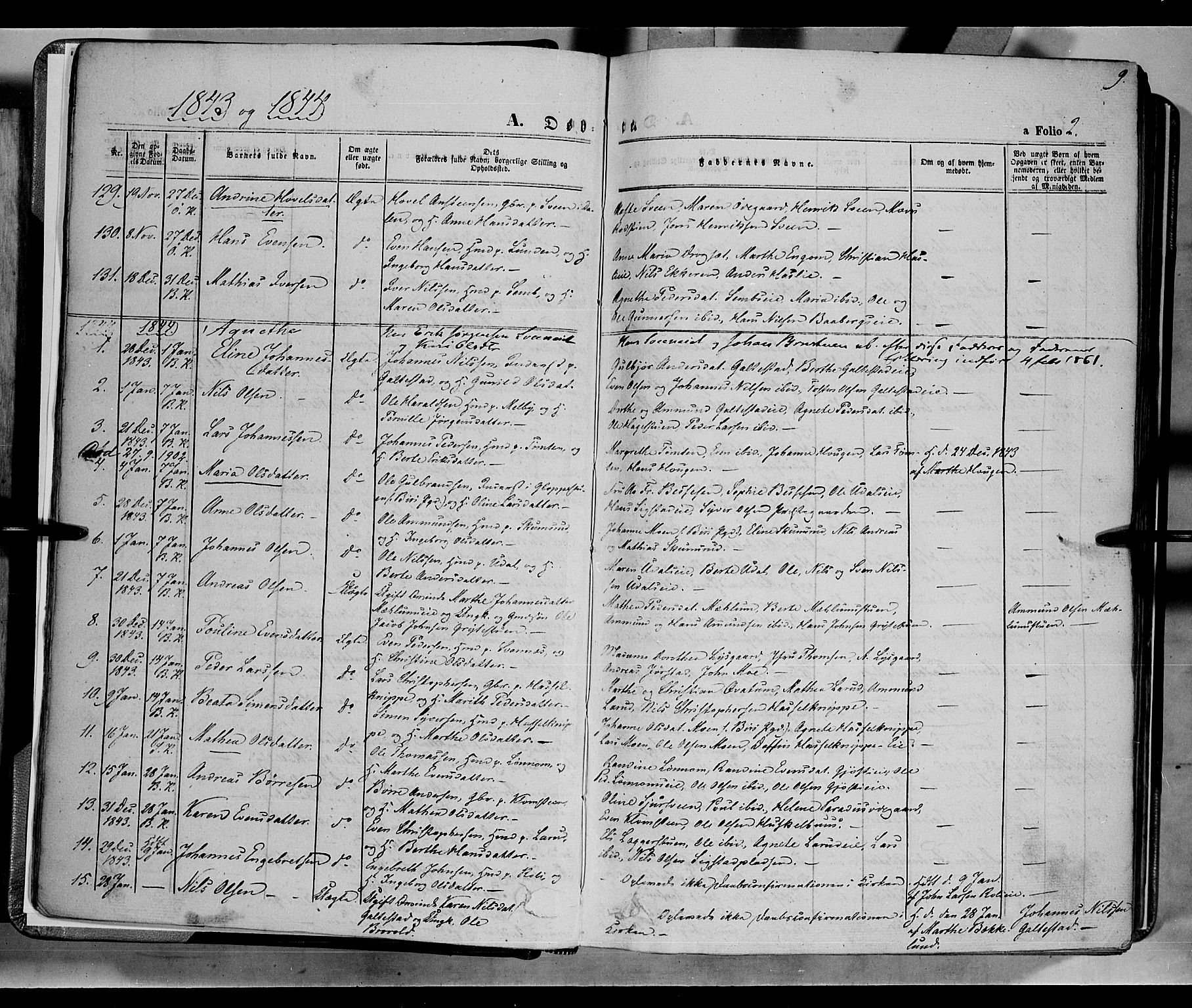 Biri prestekontor, AV/SAH-PREST-096/H/Ha/Haa/L0005: Ministerialbok nr. 5, 1843-1854, s. 9