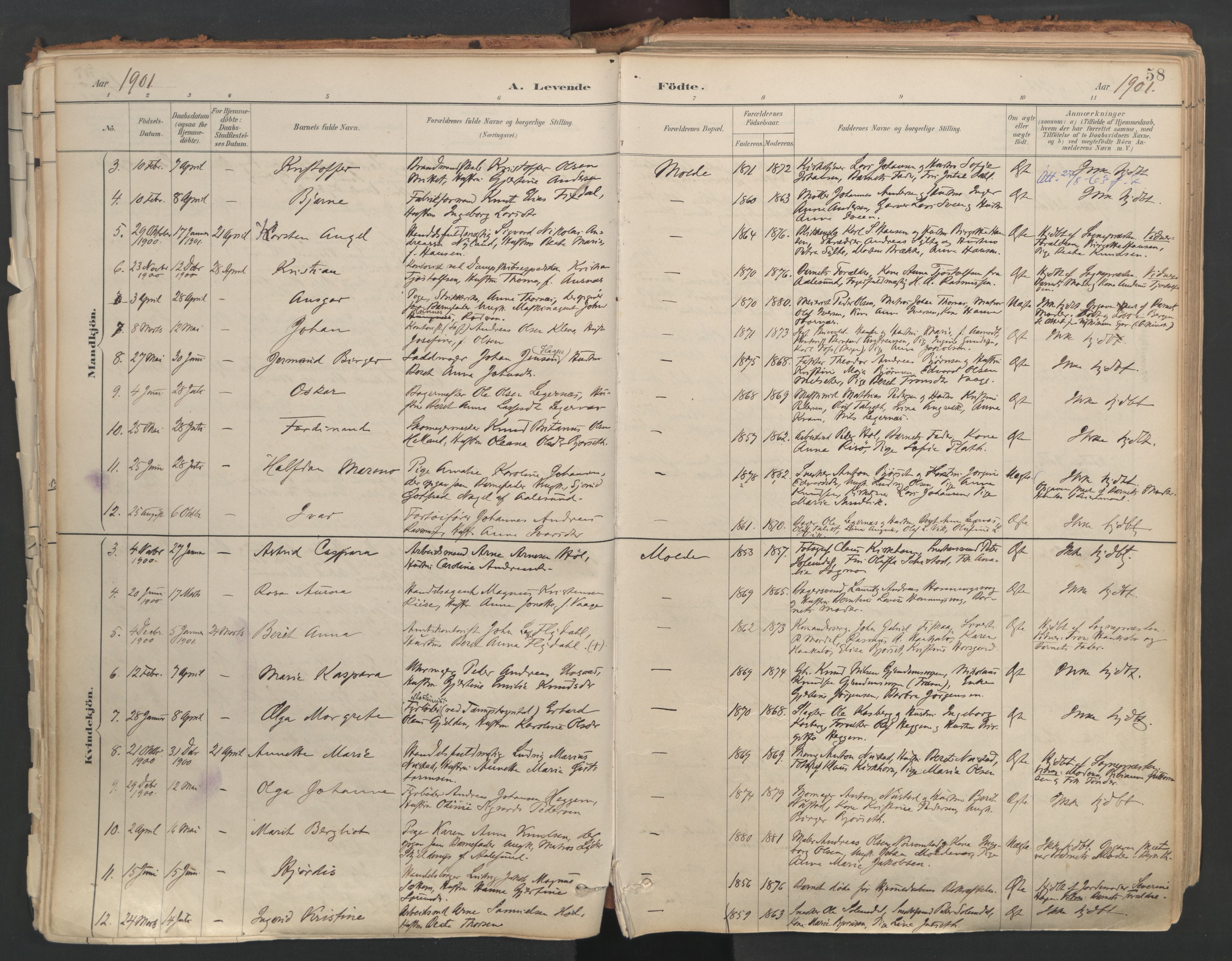 Ministerialprotokoller, klokkerbøker og fødselsregistre - Møre og Romsdal, AV/SAT-A-1454/558/L0692: Ministerialbok nr. 558A06, 1887-1971, s. 58