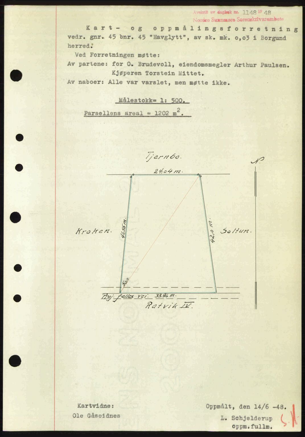 Nordre Sunnmøre sorenskriveri, AV/SAT-A-0006/1/2/2C/2Ca: Pantebok nr. A28, 1948-1948, Dagboknr: 1148/1948