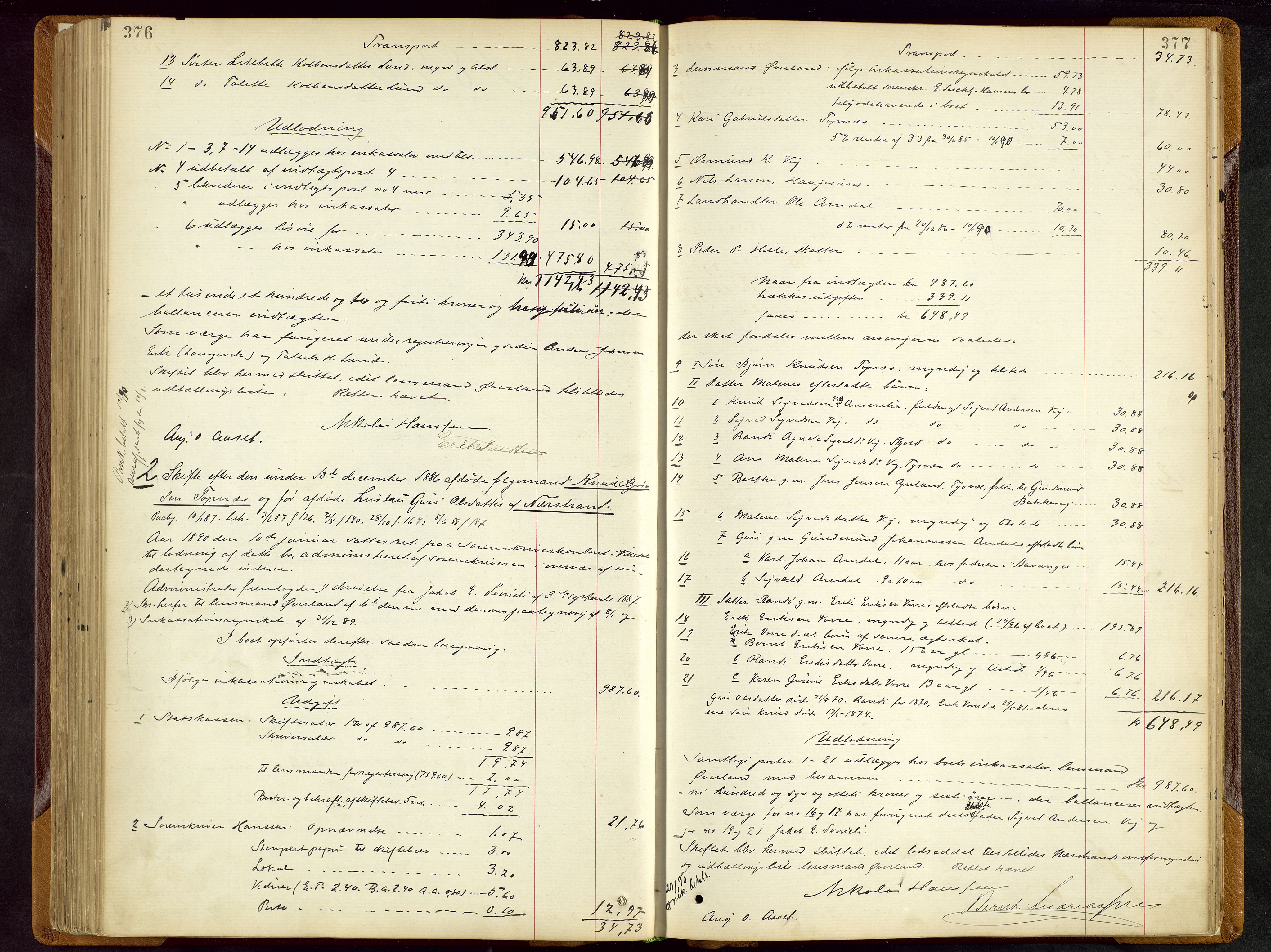 Ryfylke tingrett, AV/SAST-A-100055/001/IV/IVD/L0028: Skifteprotokoll, register i protokollen, 1885-1893, s. 376-377