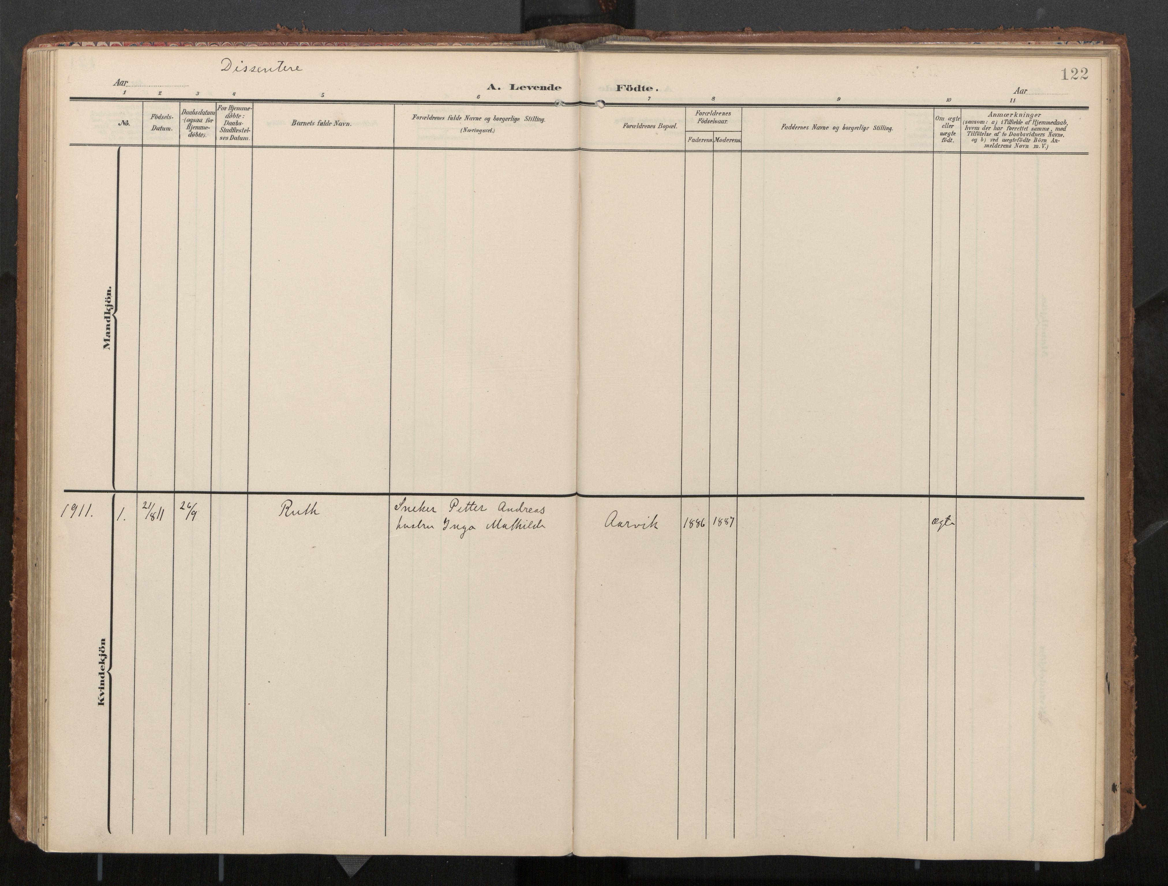 Ministerialprotokoller, klokkerbøker og fødselsregistre - Nord-Trøndelag, AV/SAT-A-1458/774/L0629: Ministerialbok, 1904-1926, s. 122