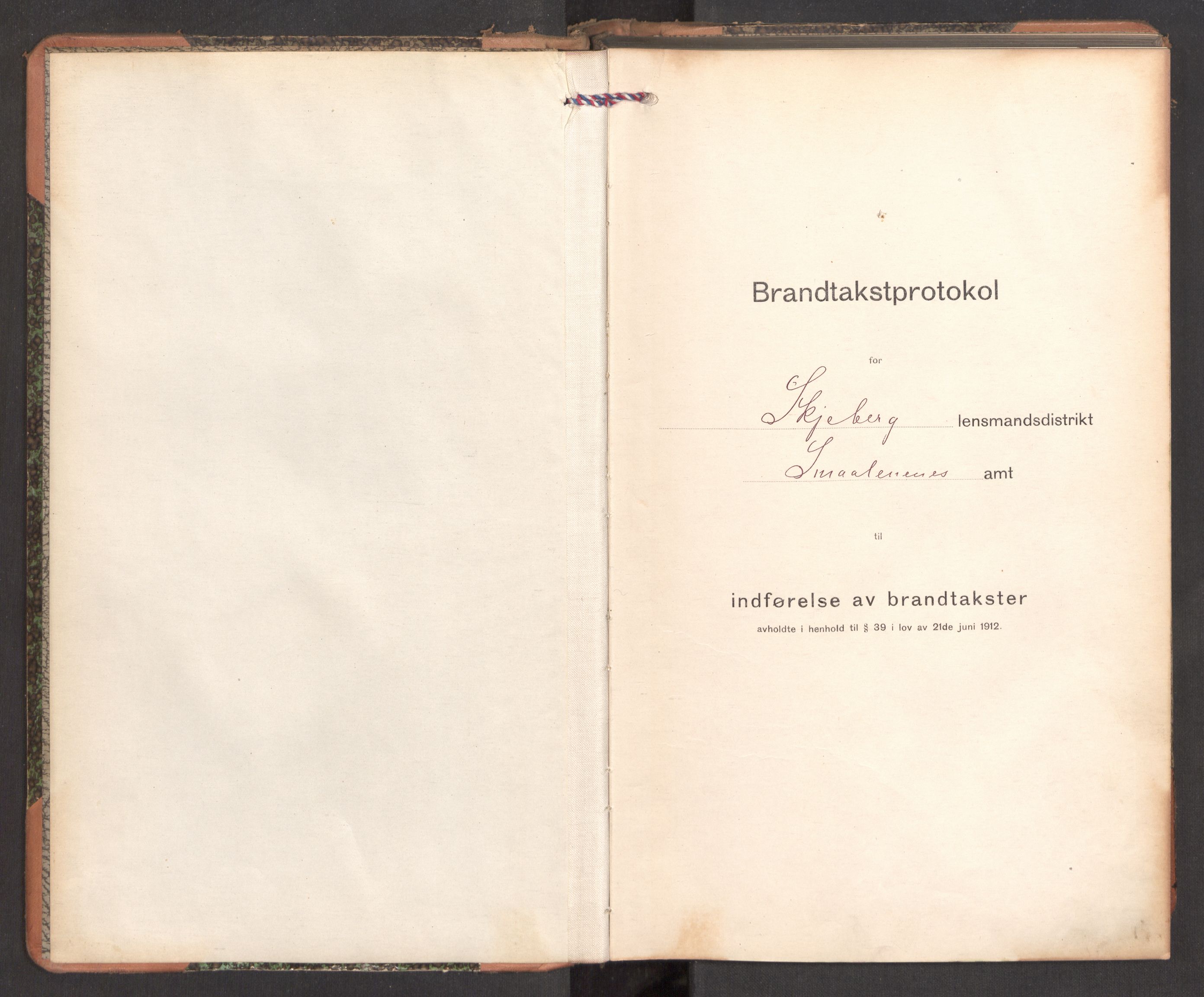 Norges brannkasse, branntakster Skjeberg, AV/SAO-A-11372/F/Fb/L0007: Branntakstprotokoll, 1918-1922