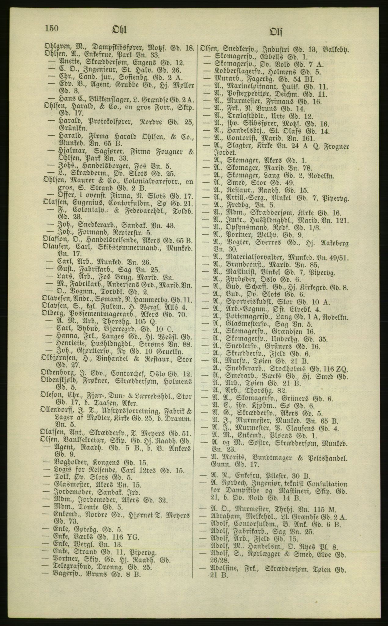 Kristiania/Oslo adressebok, PUBL/-, 1881, s. 150
