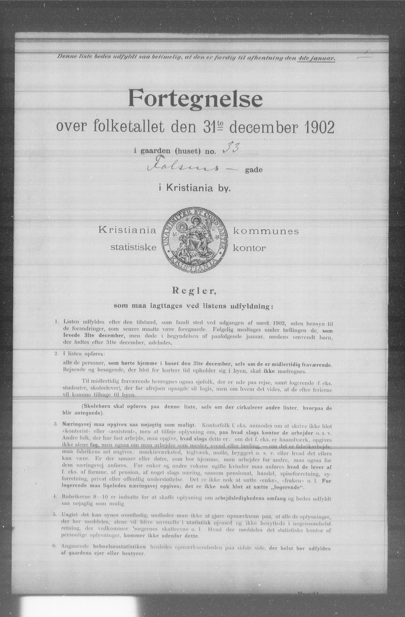 OBA, Kommunal folketelling 31.12.1902 for Kristiania kjøpstad, 1902, s. 4617