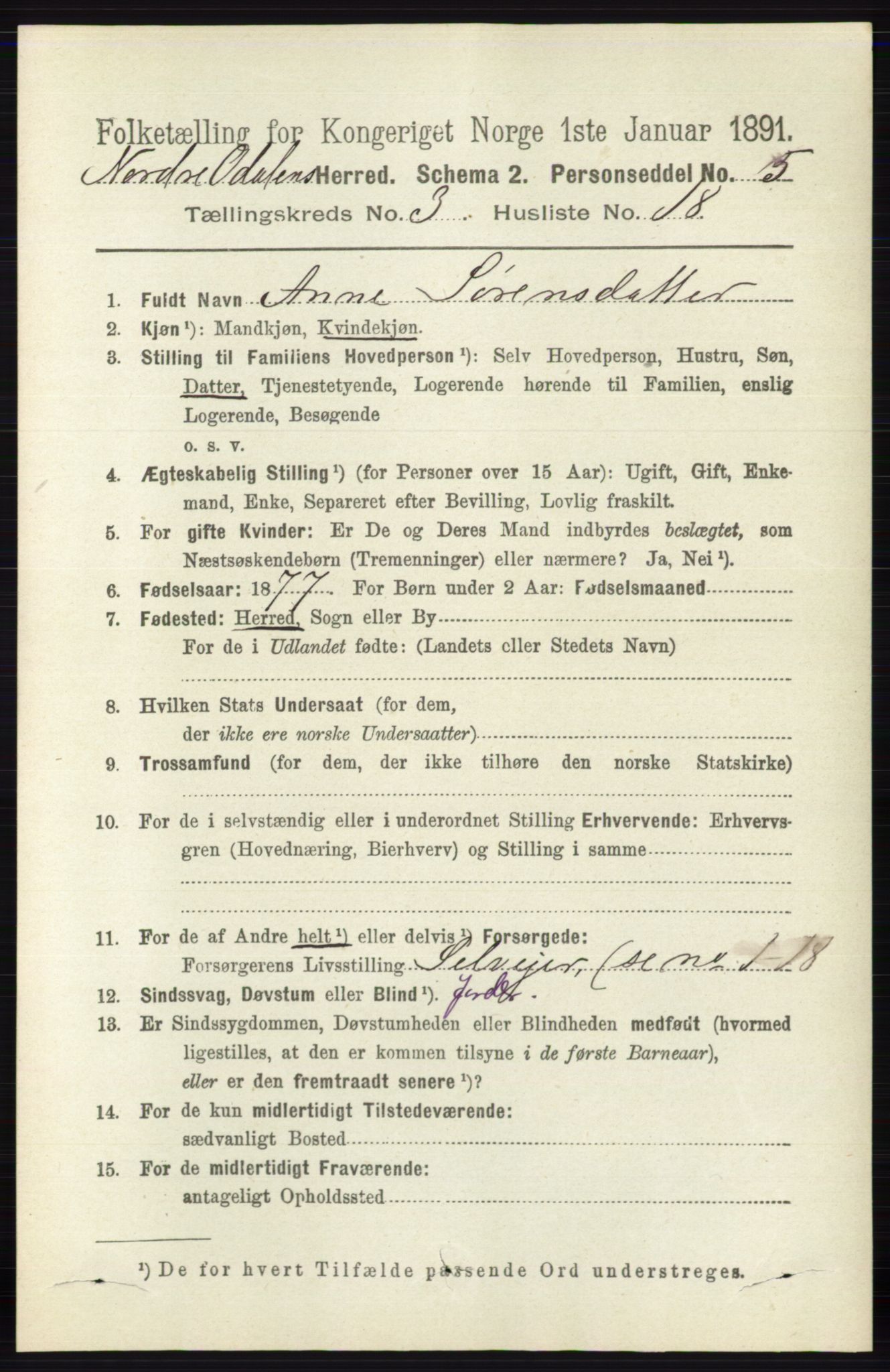 RA, Folketelling 1891 for 0418 Nord-Odal herred, 1891, s. 931