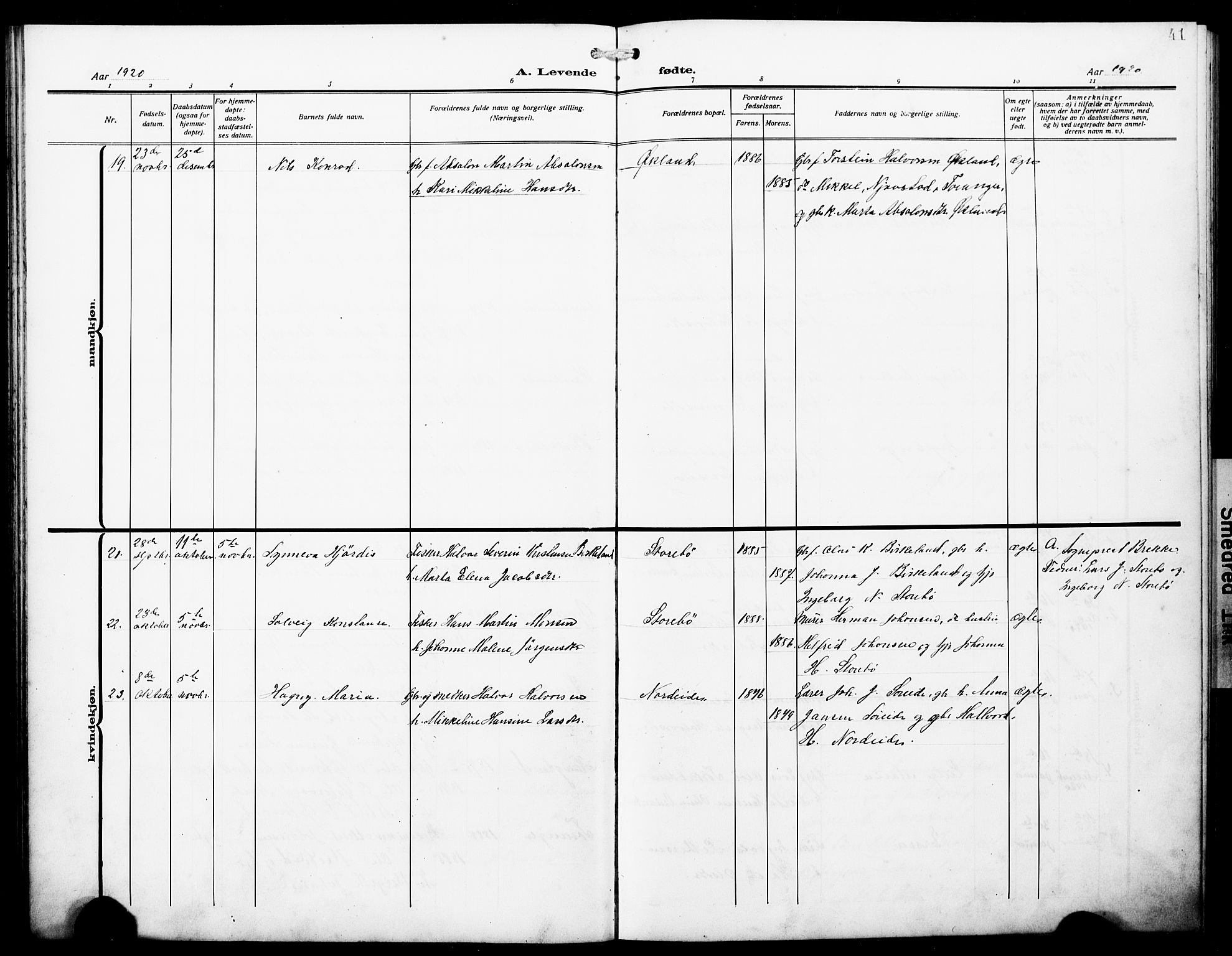 Austevoll sokneprestembete, AV/SAB-A-74201/H/Ha/Hab/Haba/L0005: Klokkerbok nr. A 5, 1913-1925, s. 41