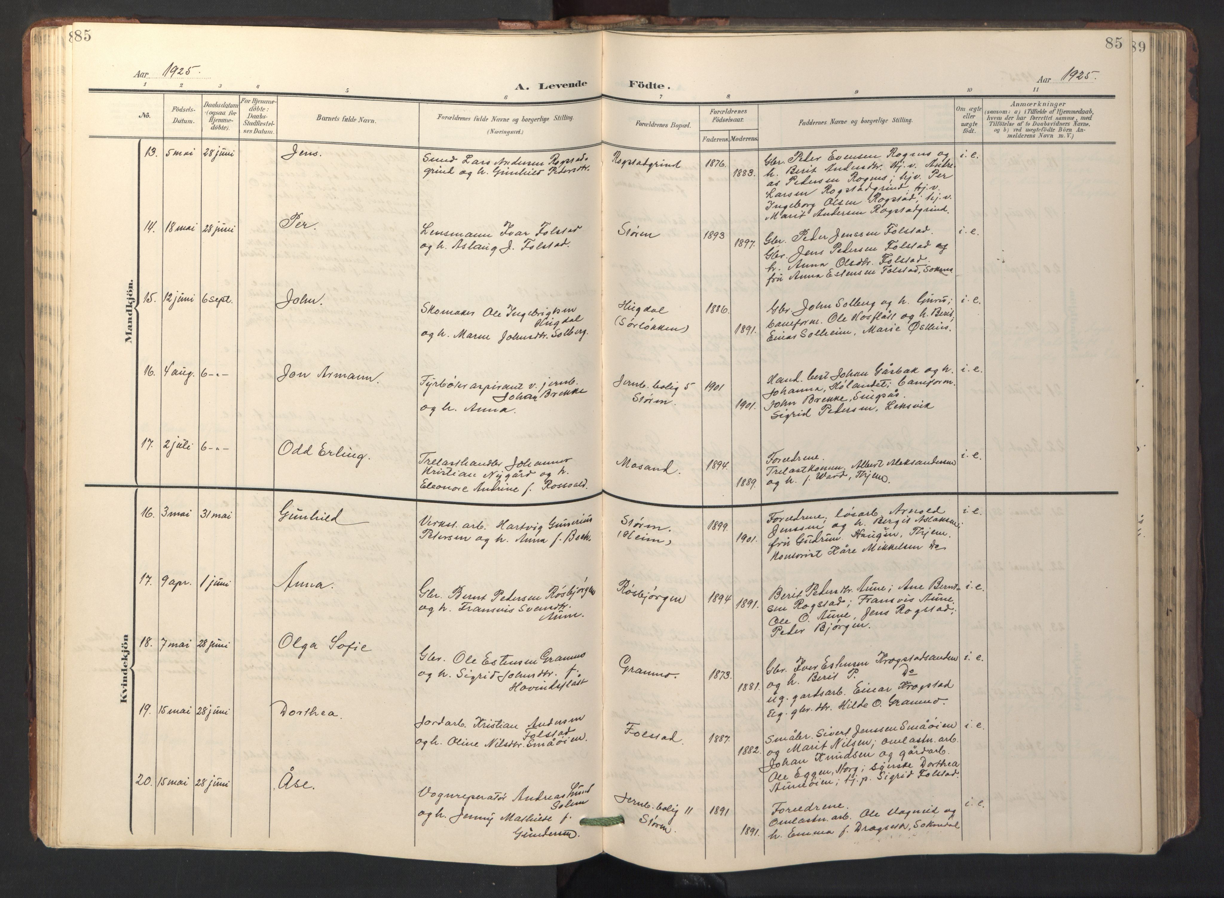 Ministerialprotokoller, klokkerbøker og fødselsregistre - Sør-Trøndelag, AV/SAT-A-1456/687/L1019: Klokkerbok nr. 687C03, 1904-1931, s. 85