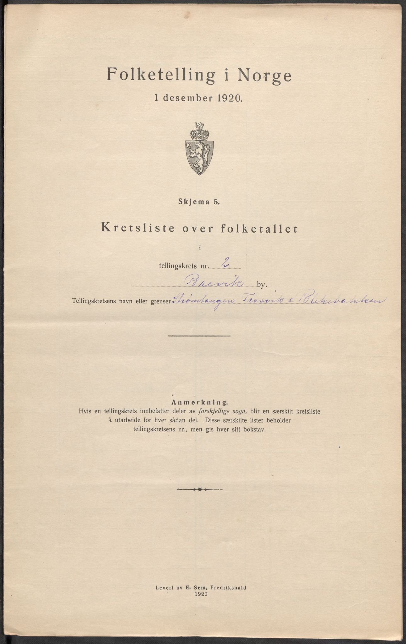 SAKO, Folketelling 1920 for 0804 Brevik kjøpstad, 1920, s. 9