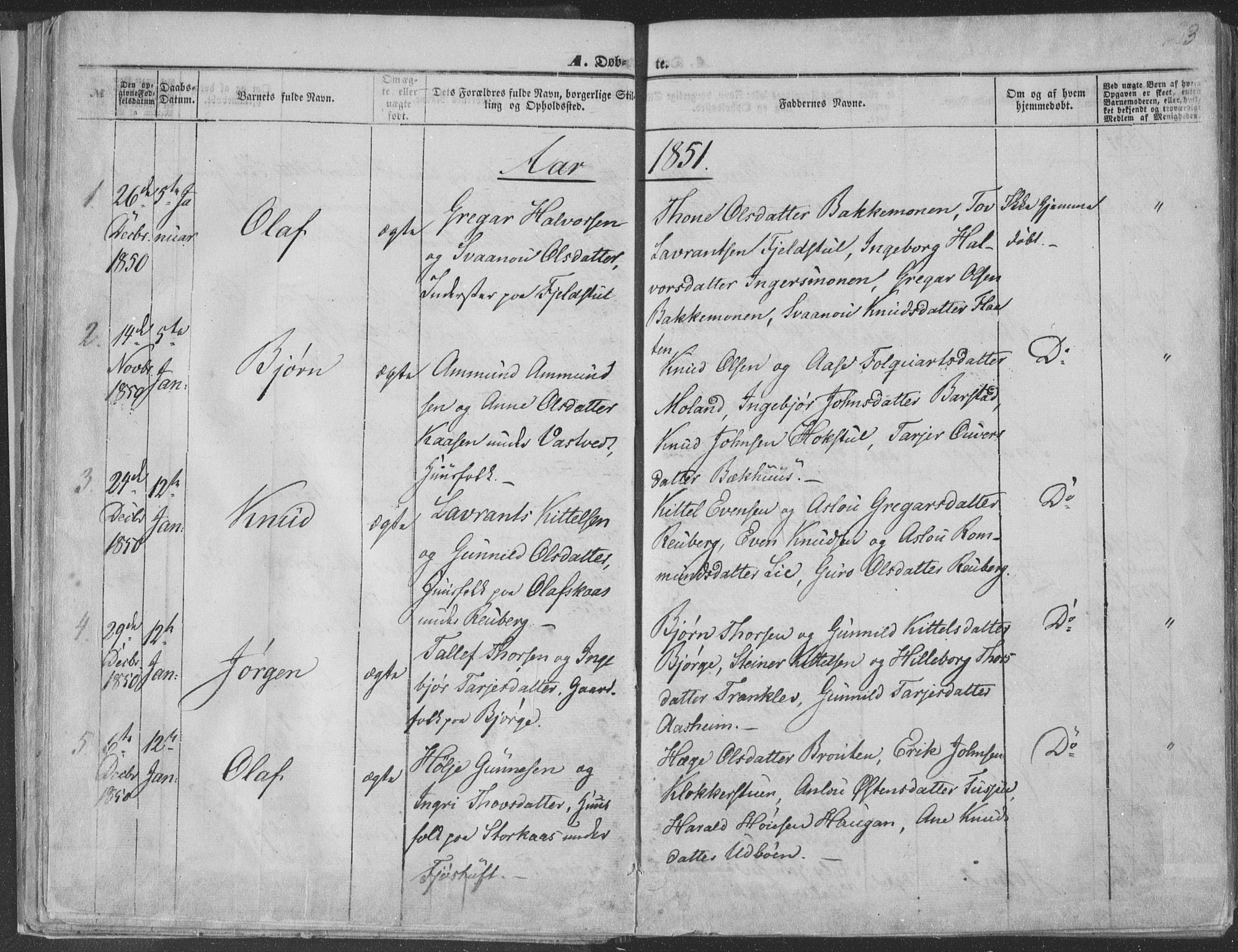 Seljord kirkebøker, AV/SAKO-A-20/F/Fa/L012a: Ministerialbok nr. I 12A, 1850-1865, s. 23